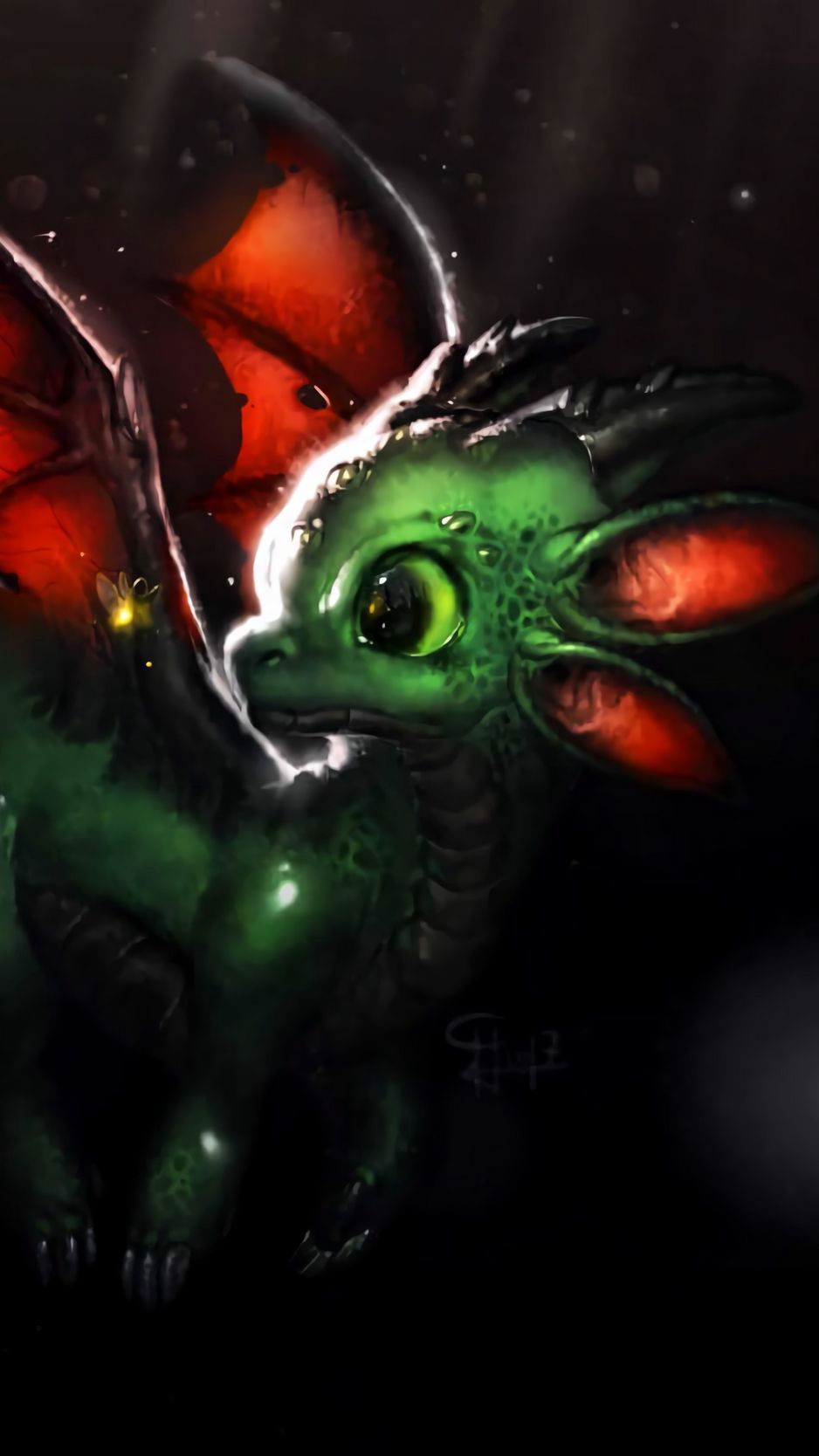 Download wallpaper 938x1668 dragon, creature, cute, art, fiction