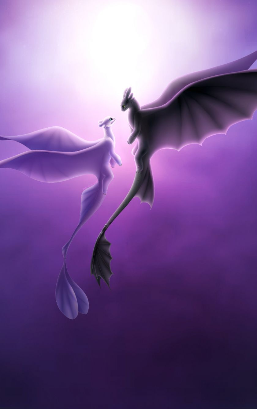 Download 840x1336 wallpaper toothless and light fury, romantic