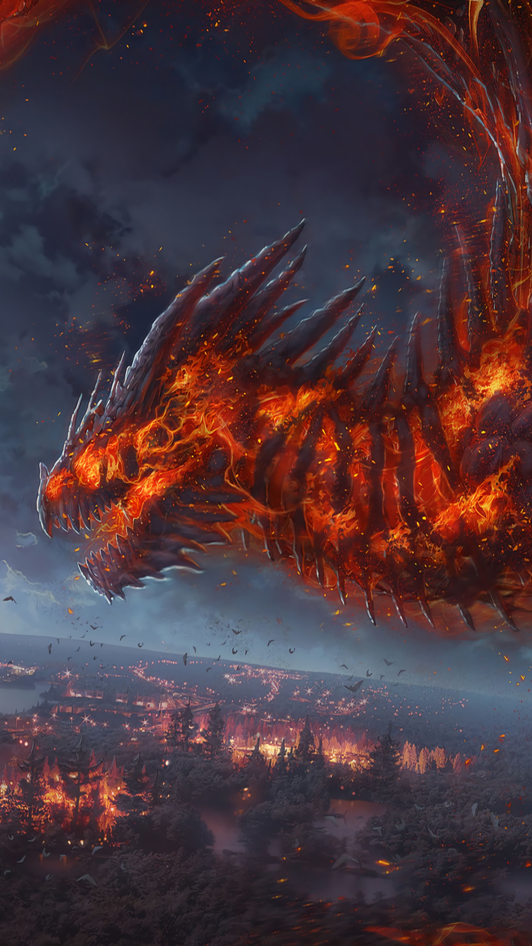 Dragon, Burning, Fantasy, 4K iPhone 6s, 6 HD Wallpaper