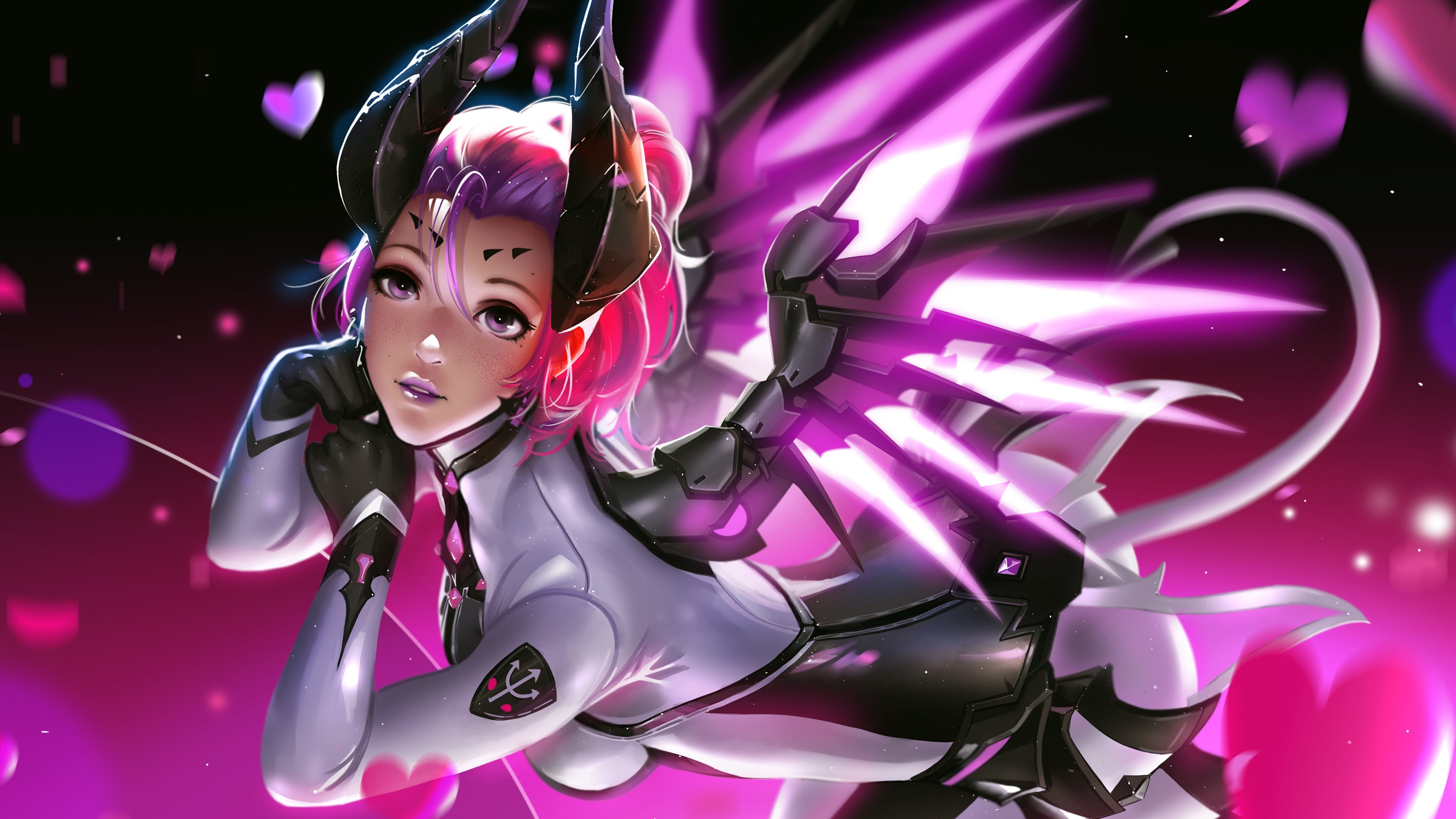 Mercy Overwatch Pink Artwork Girl 4K Wallpaper and Free