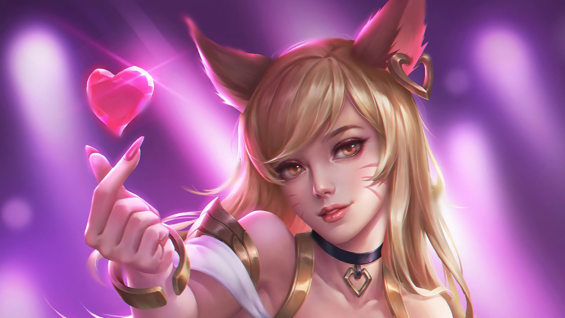K DA Ahri Heart LoL 4K Wallpaper