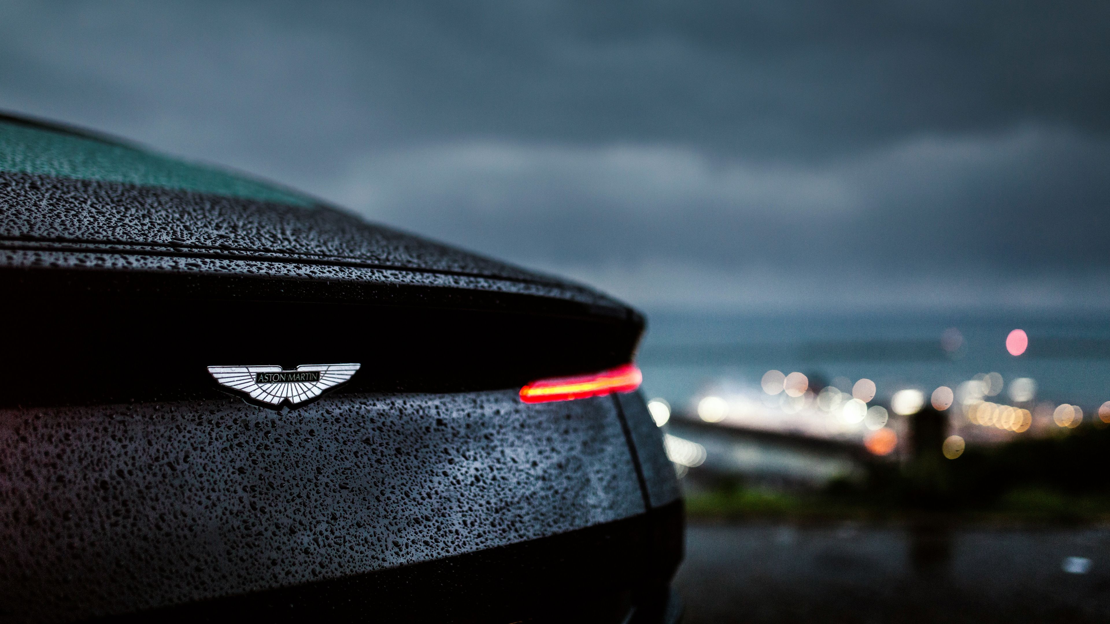 Download 3840x2160 wallpaper aston martin db11, drops, rain, rear