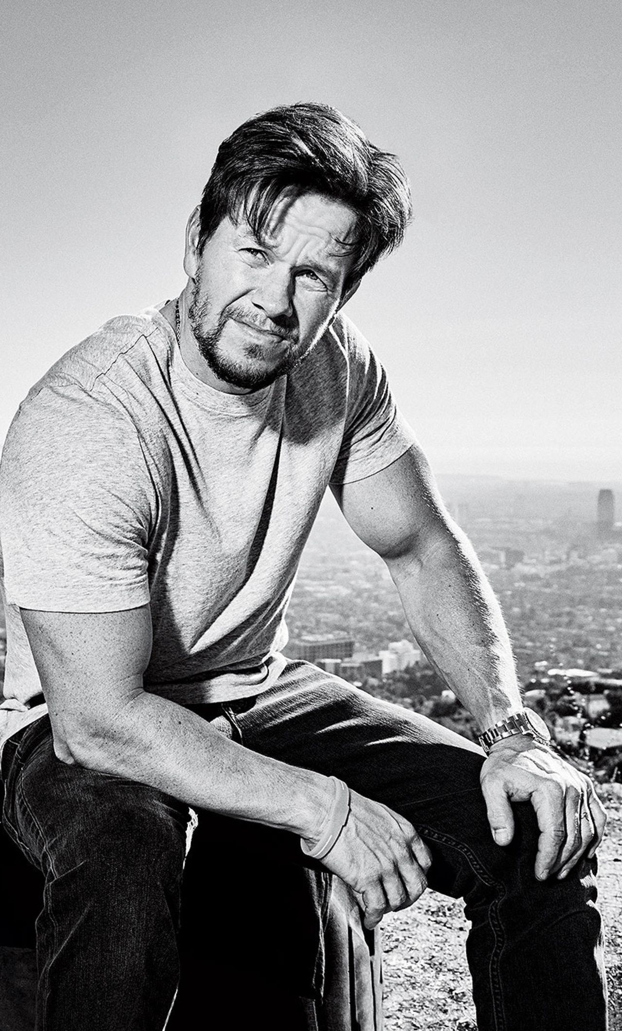 Mark Wahlberg Mens Health 2017 Monochrome iPhone HD