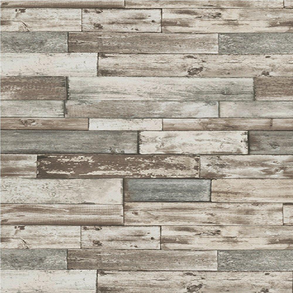 Authentic Grey Wood Panel Wallpaper
