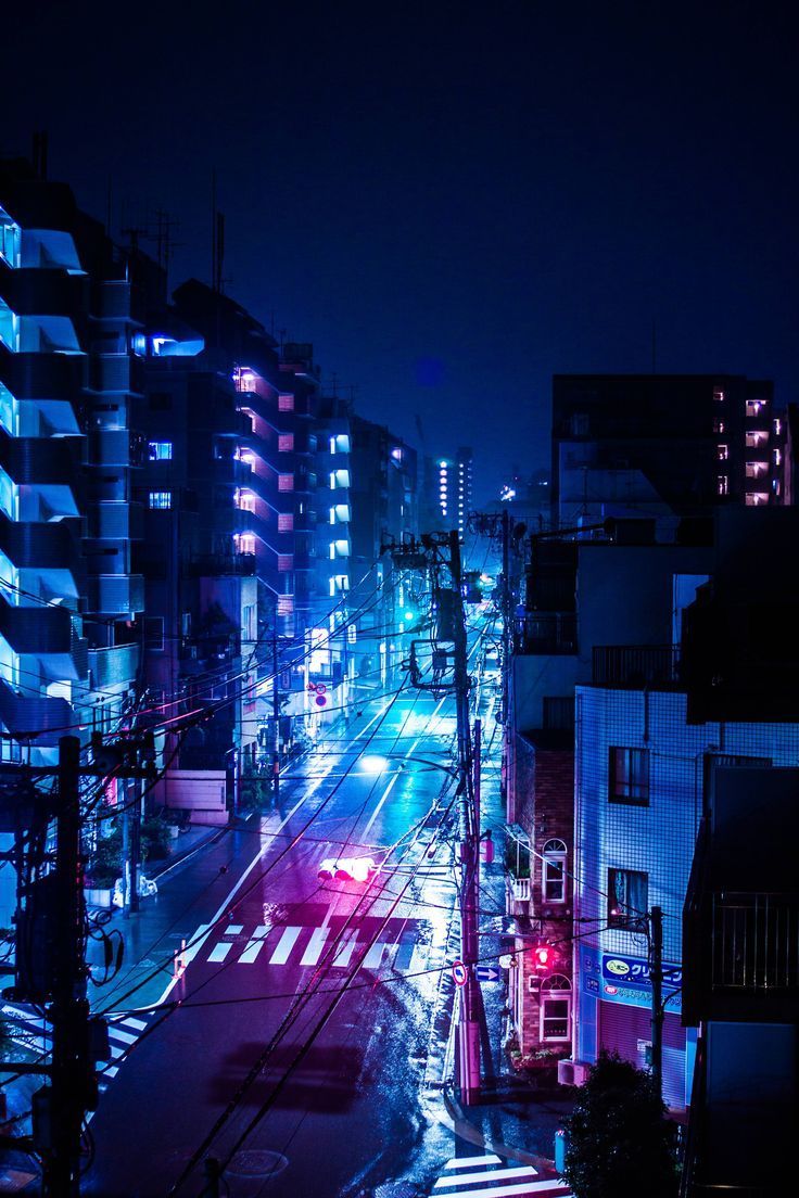 A rainy night in Tokyo, Japan. Anime city, City