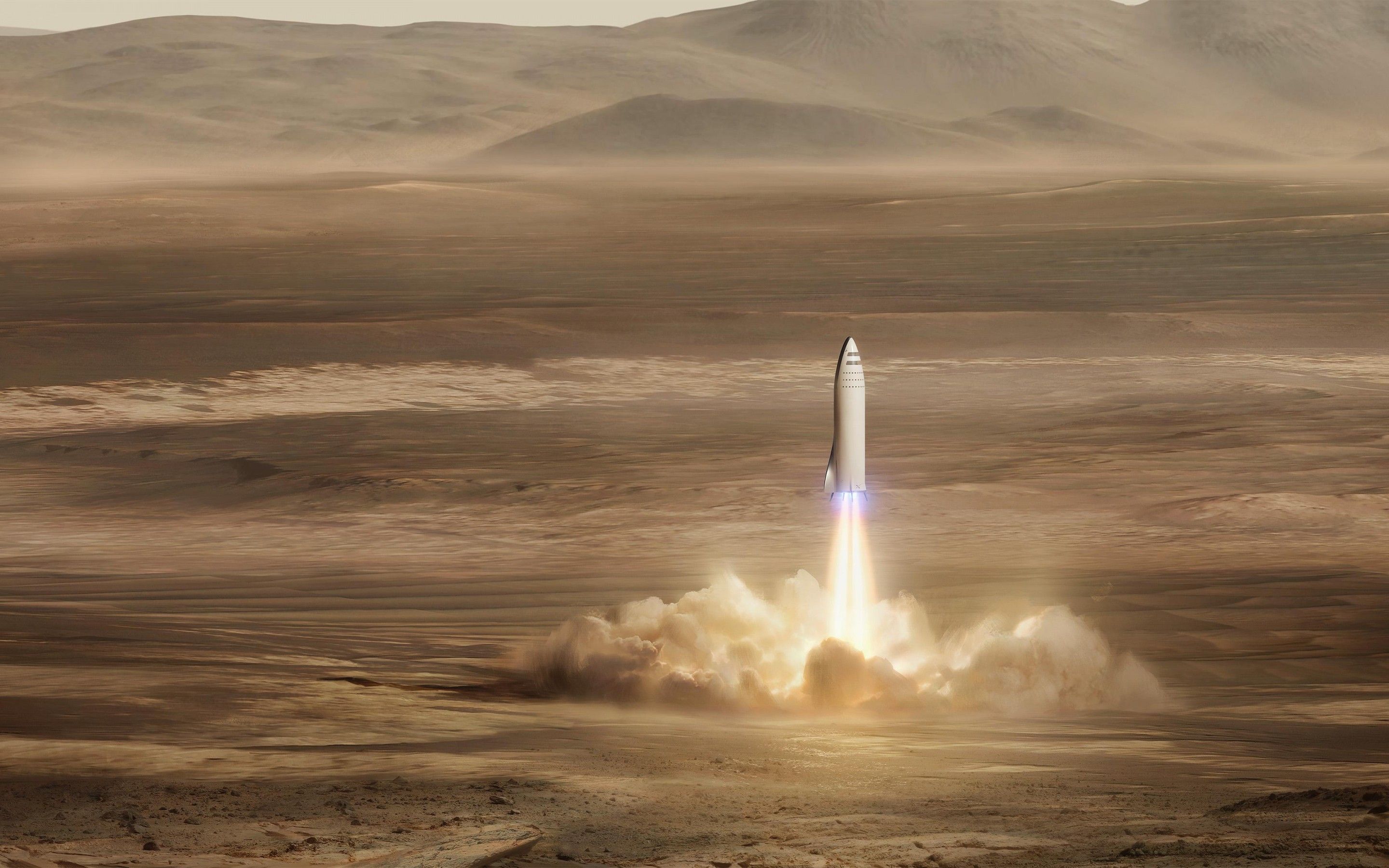 Download wallpaper SpaceX, 4k, desert, rocket launch, spacecraft