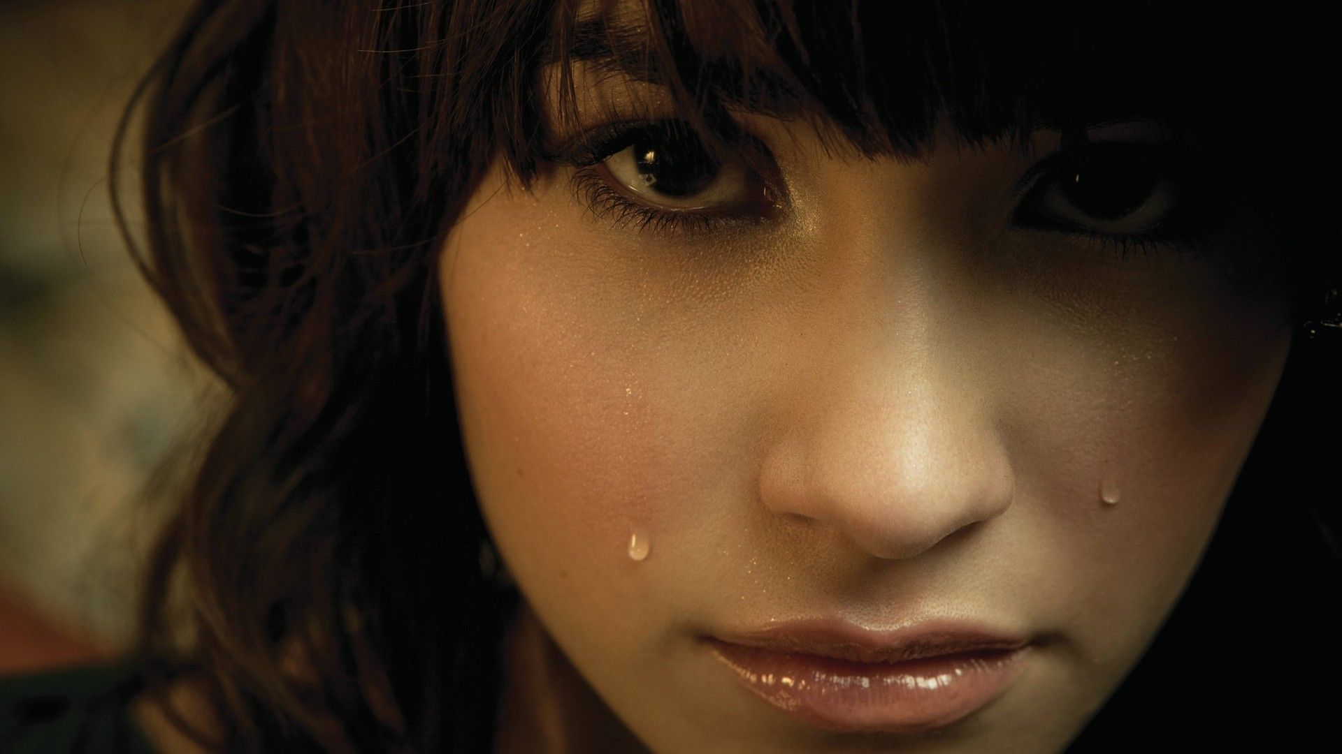 women, Closeup, Tears, Brunette, Demi Lovato Wallpaper HD
