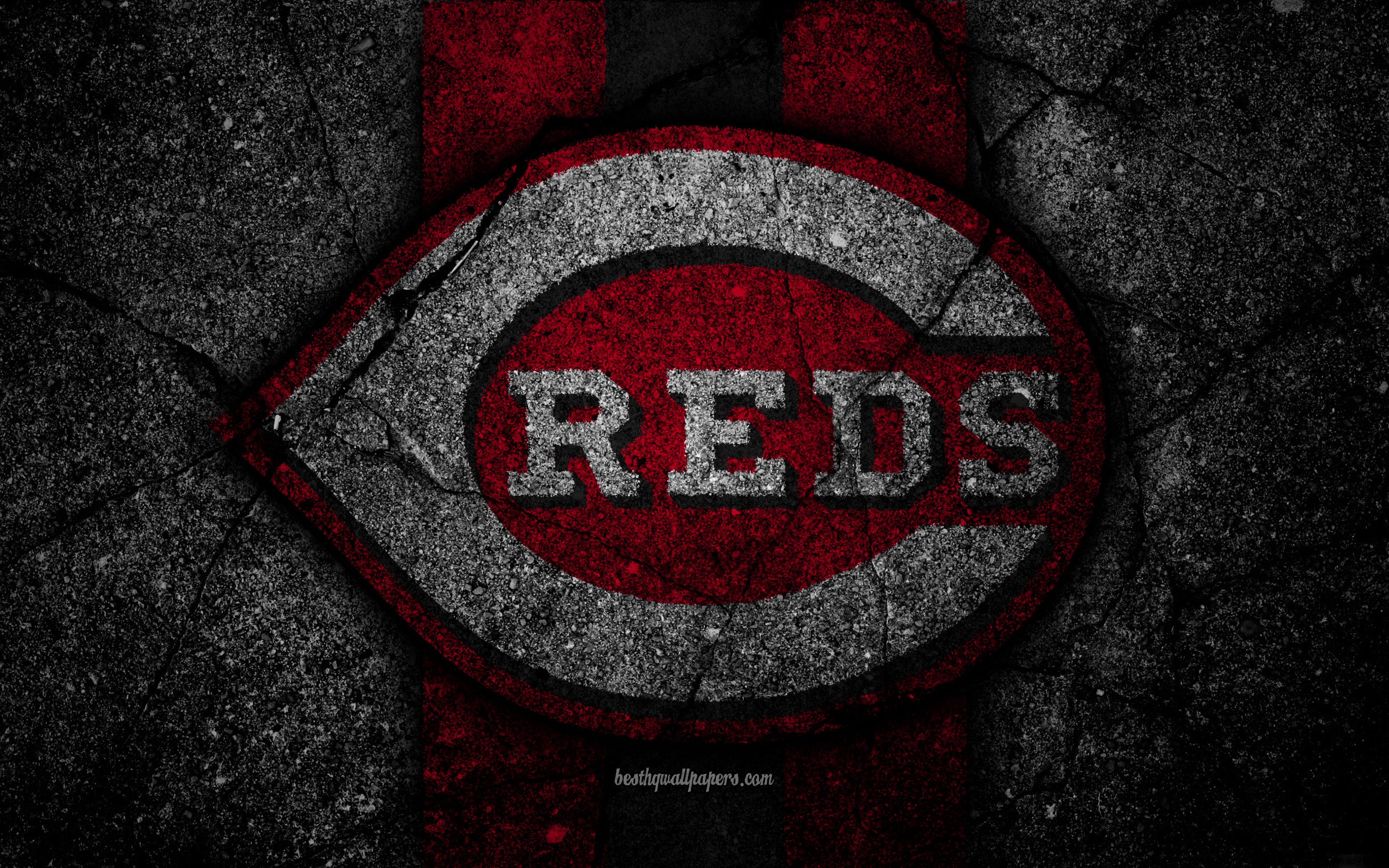 Download wallpaper 4k, Cincinnati Reds, logo, MLB, baseball, USA