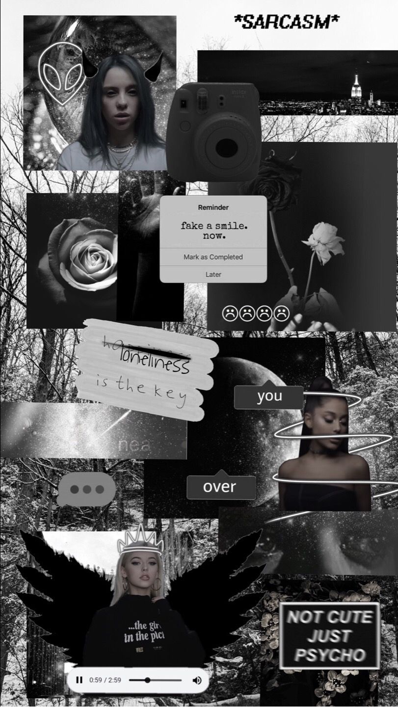 Black And Grey Aesthetic Collage Wallpaper