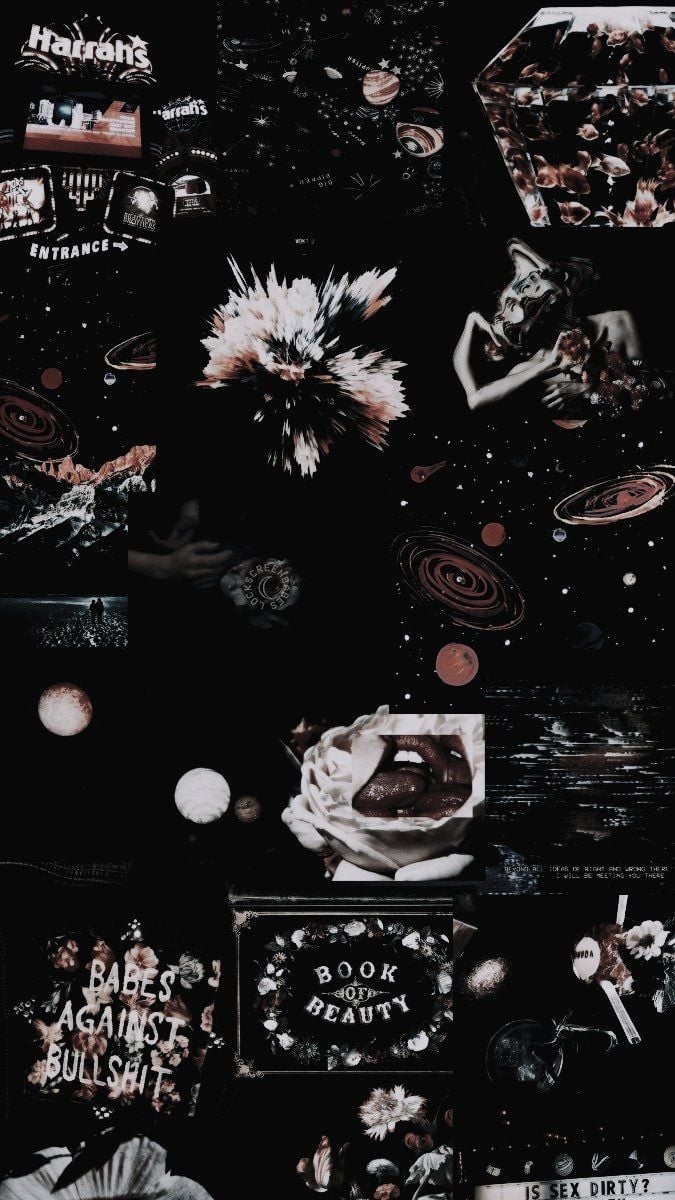 Black And Grey Aesthetic Collage Wallpaper