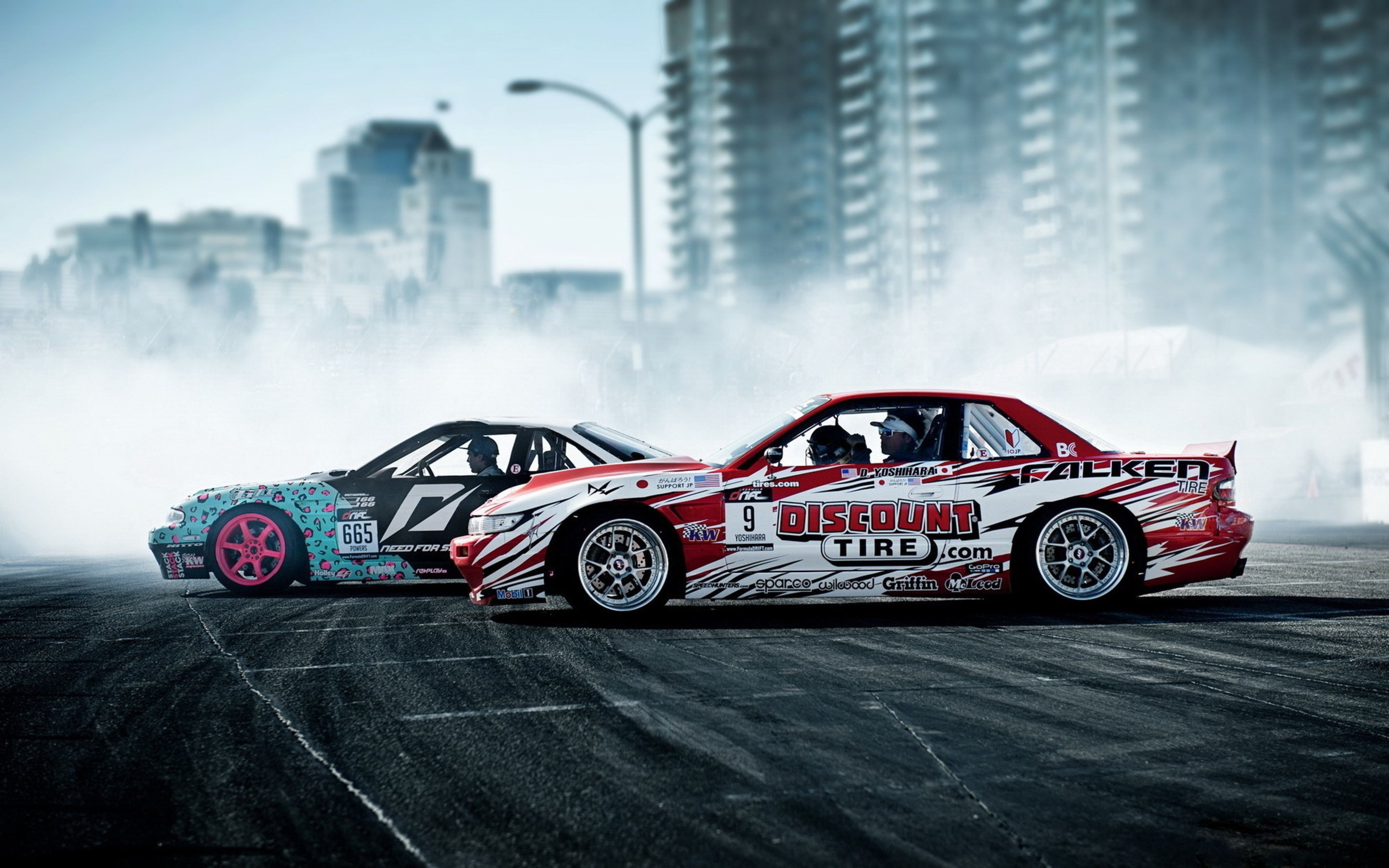 Wallpaper drift, nissan, sport, cars, smoke. Driftende autos, Nissan sportwagen, Rennsport