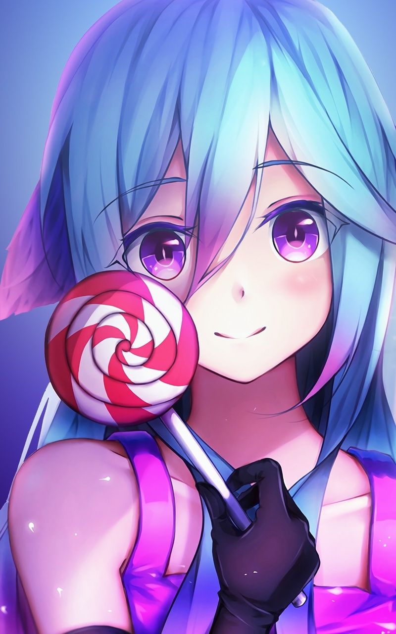 Anime Girl Cute Rainbows And Lolipop Nexus Samsung