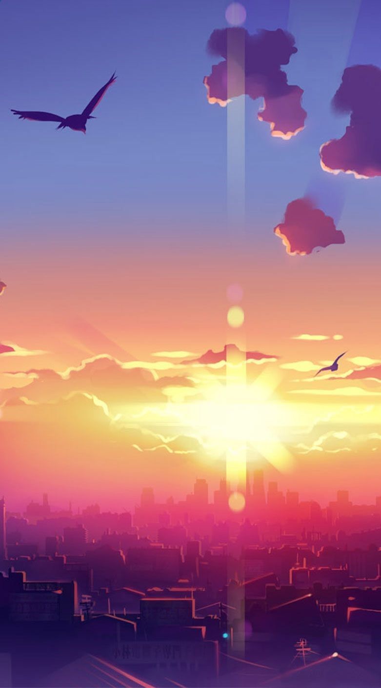 Anime HD Widescreen Wallpaper. Anime Sunset Scenery Artwork