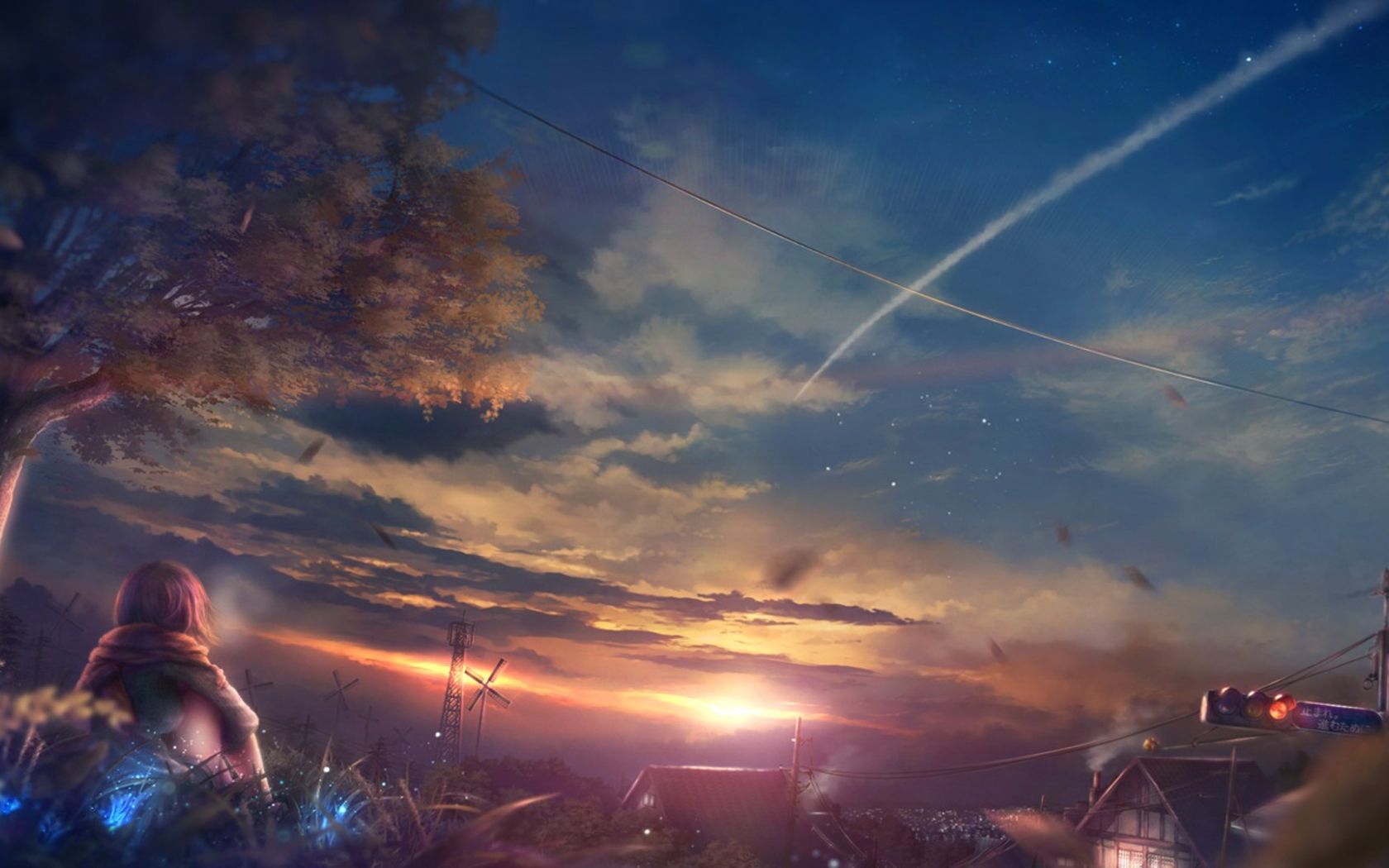 Free download Beautiful Scenery Anime Girl At Sunset Wallpaper