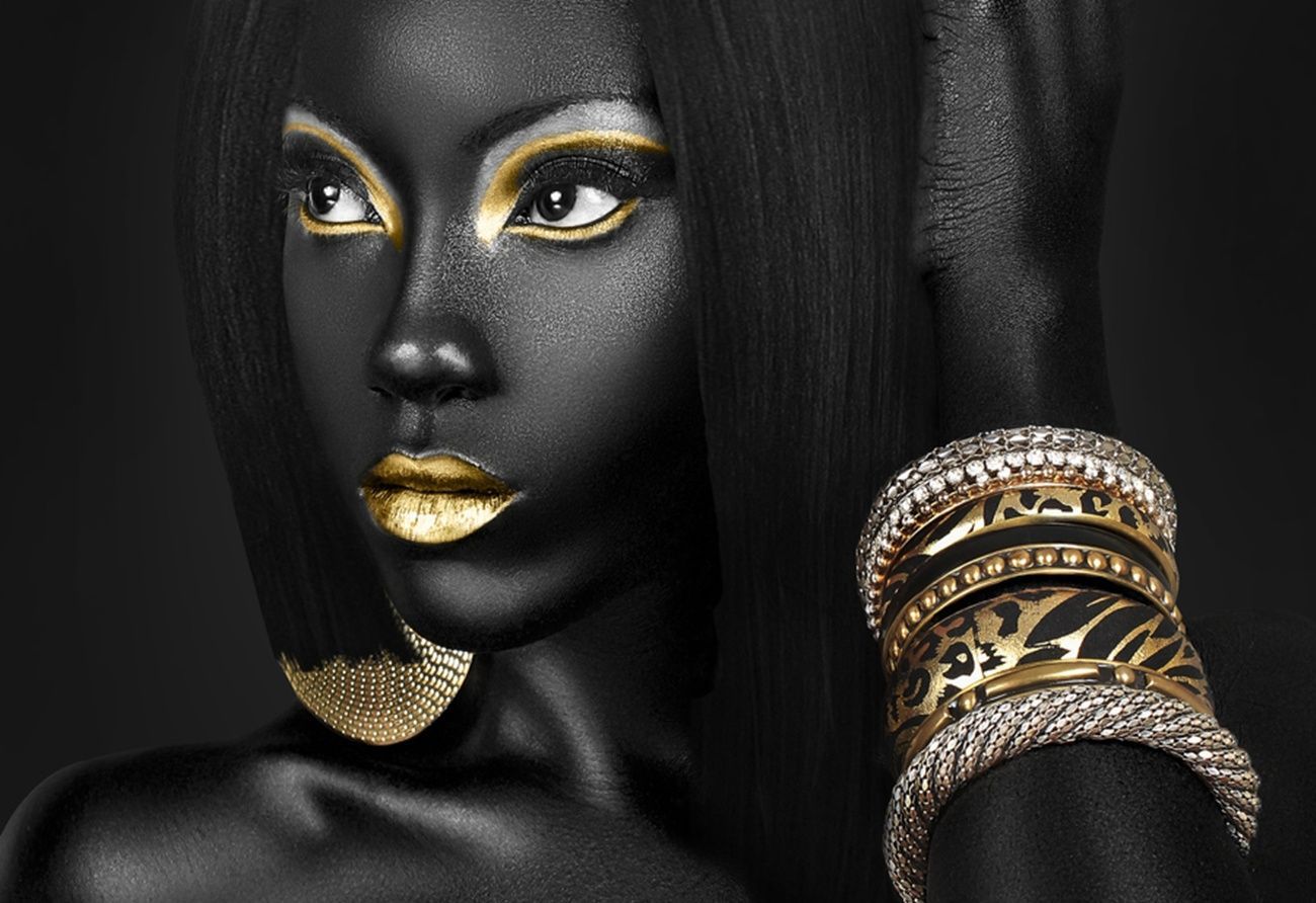 Gold African American Make Up. Makeup Wallpaper Background 1300 X