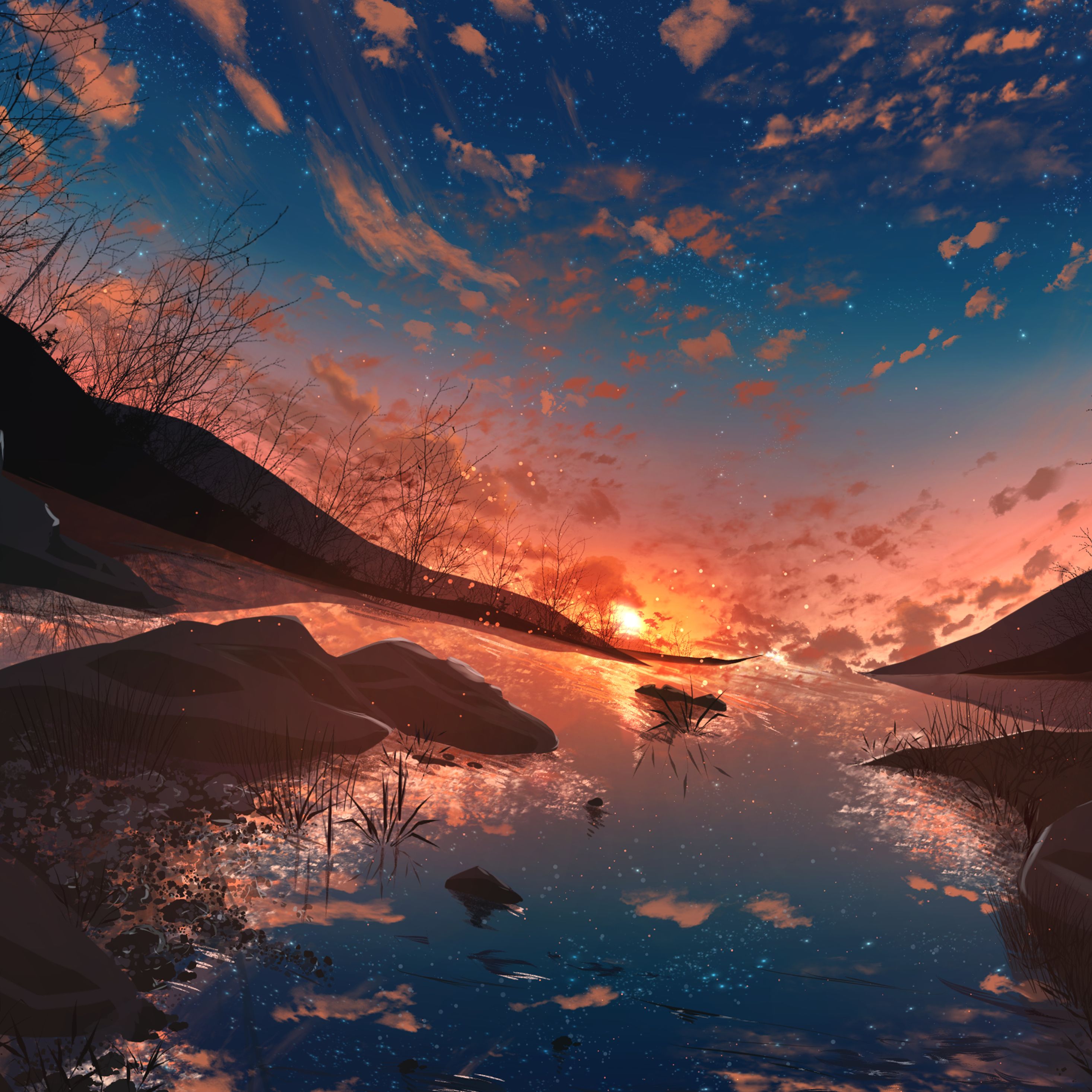 Anime Sunset Original Art iPad Pro Retina Display