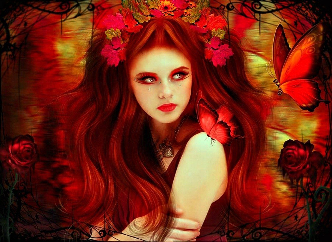 Red Fantasy by annemaria48 Wallpaper and Background Imagex1020
