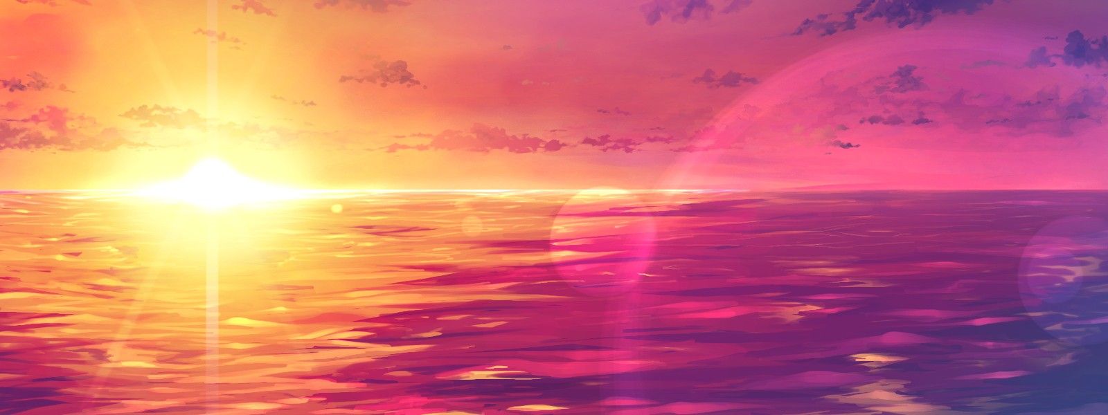 Free download Pink Sunset Background HD Wallpaper [1600x600]