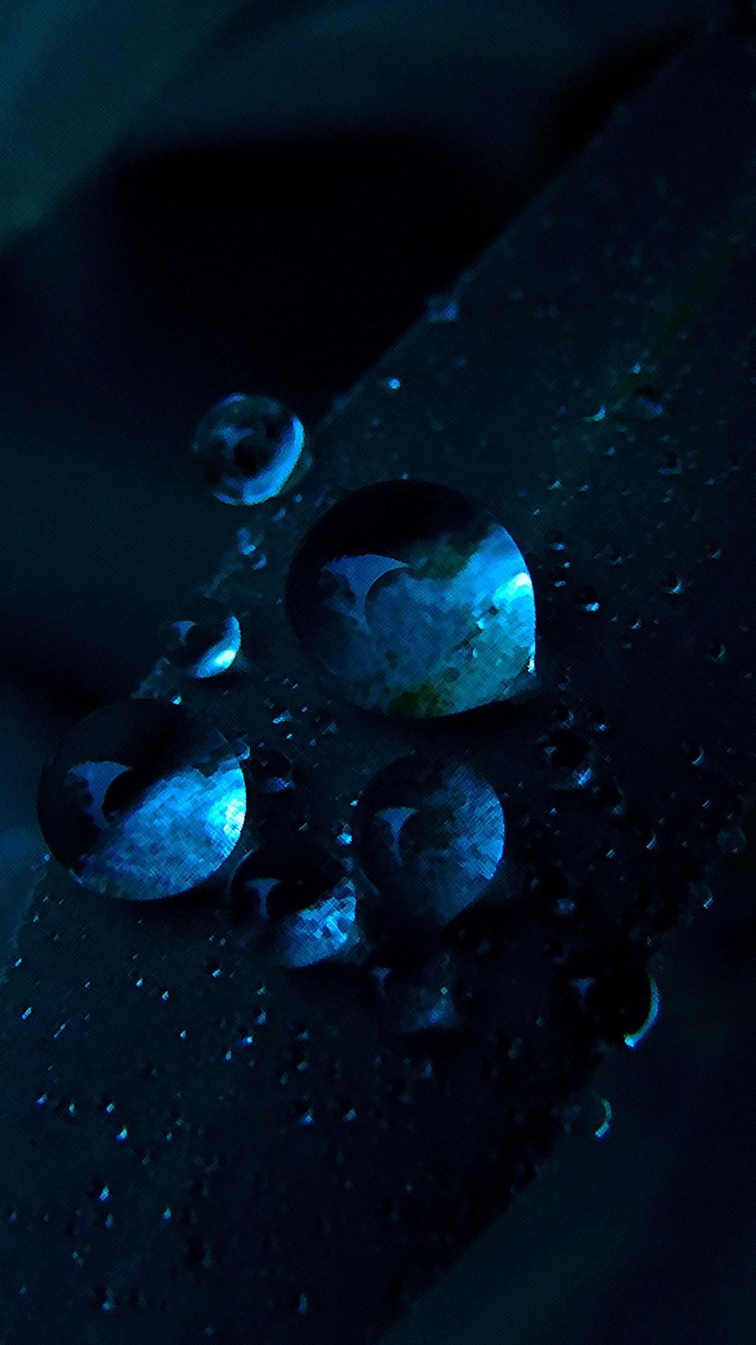Macro Water Drops Dark Blue Grass iPhone 8 Wallpaper Free Download