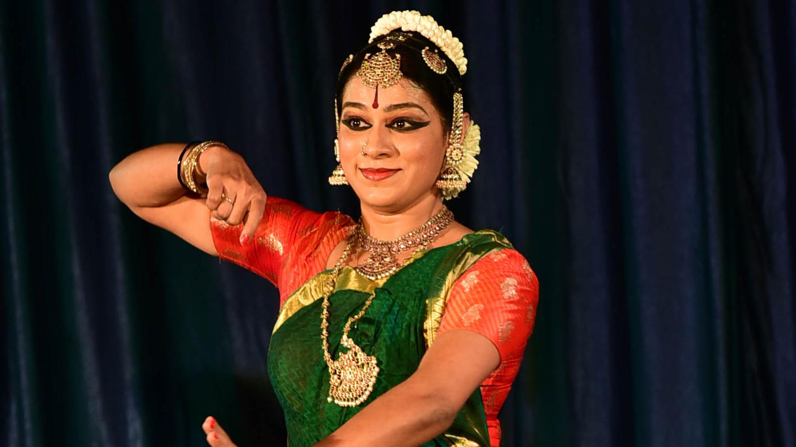 Indian decorations for dancing: bracelets, earrings, elements of the Indian  classical costume for dancing bharatanatyam and decorations on the neck and  on the head Stock Photo | Adobe Stock