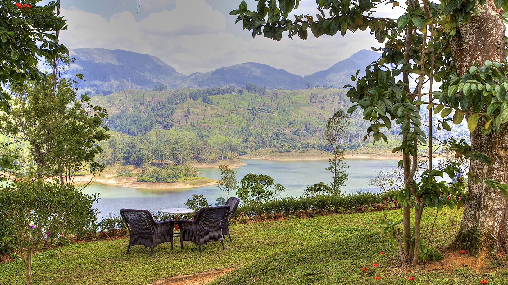 image Sri Lanka Nuwara Eliya Nature Lawn Coast river 1920x1080