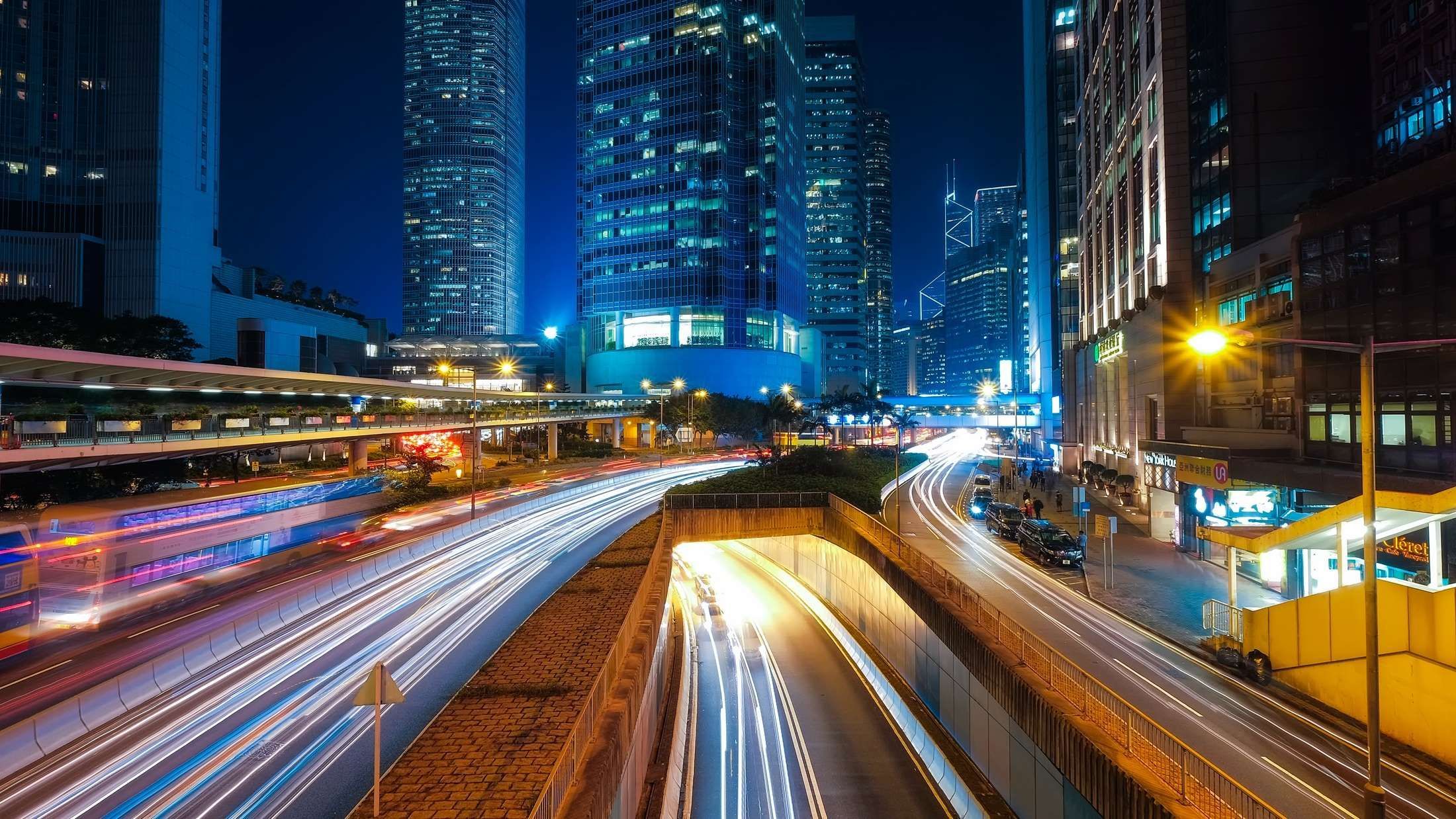architecture #blur #bridge #buildings #bus #business #cars #city