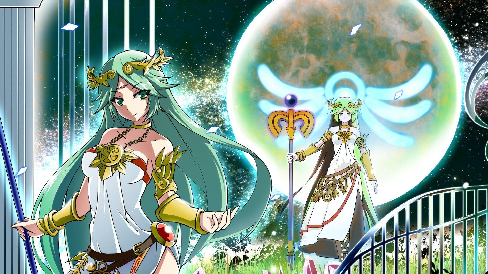 anime girls, Moon, Palutena, Kid Icarus: Uprising Wallpaper HD