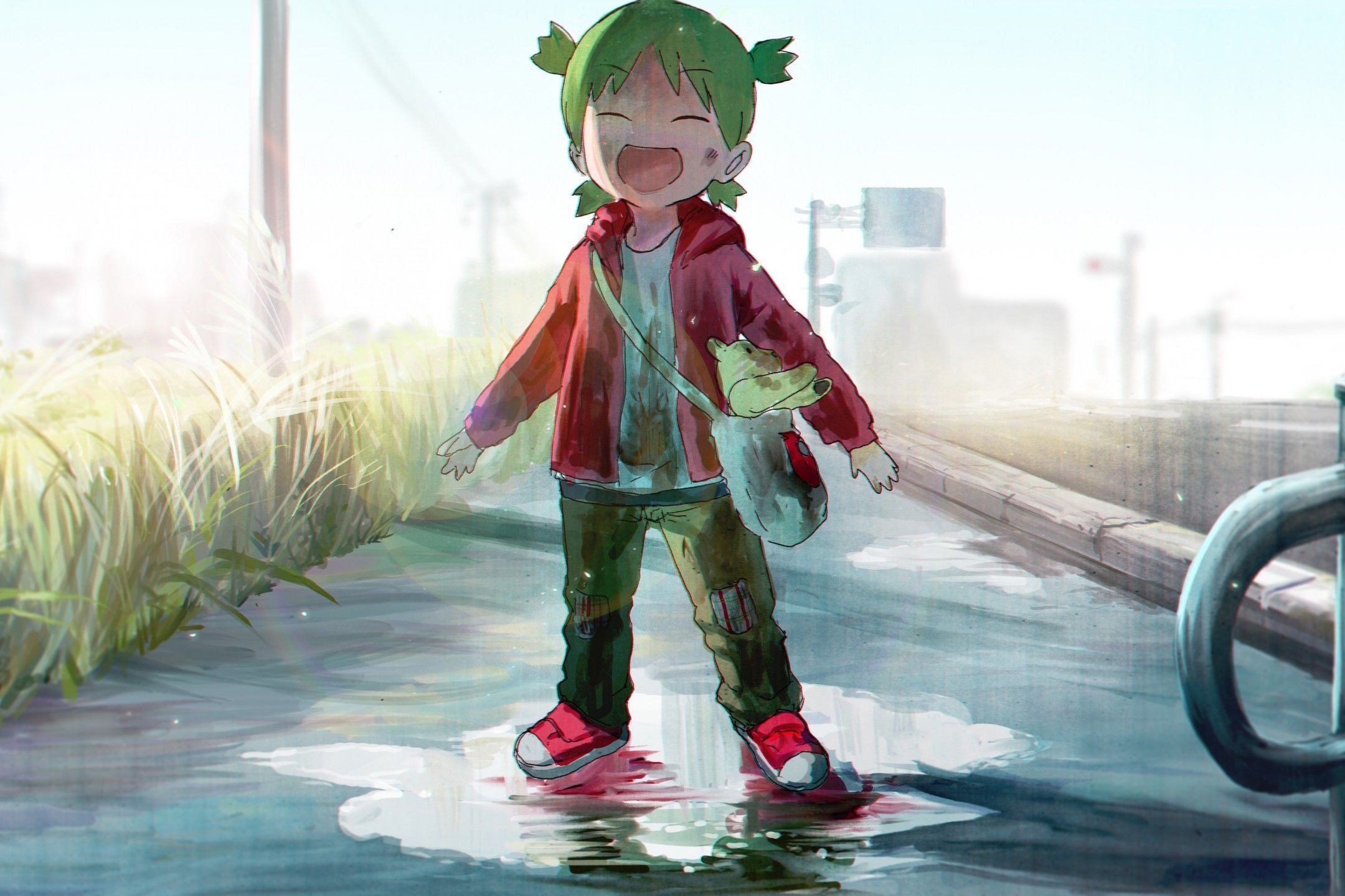 Download 2160x1440 Yotsuba Koiwai, Green Hair, Cute, Smiling, Anime Kid Wallpaper