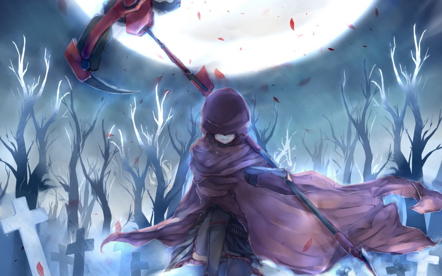 Download Wallpaper 1440x900 Ruby, Rwby, Anime, Drawing, Cape