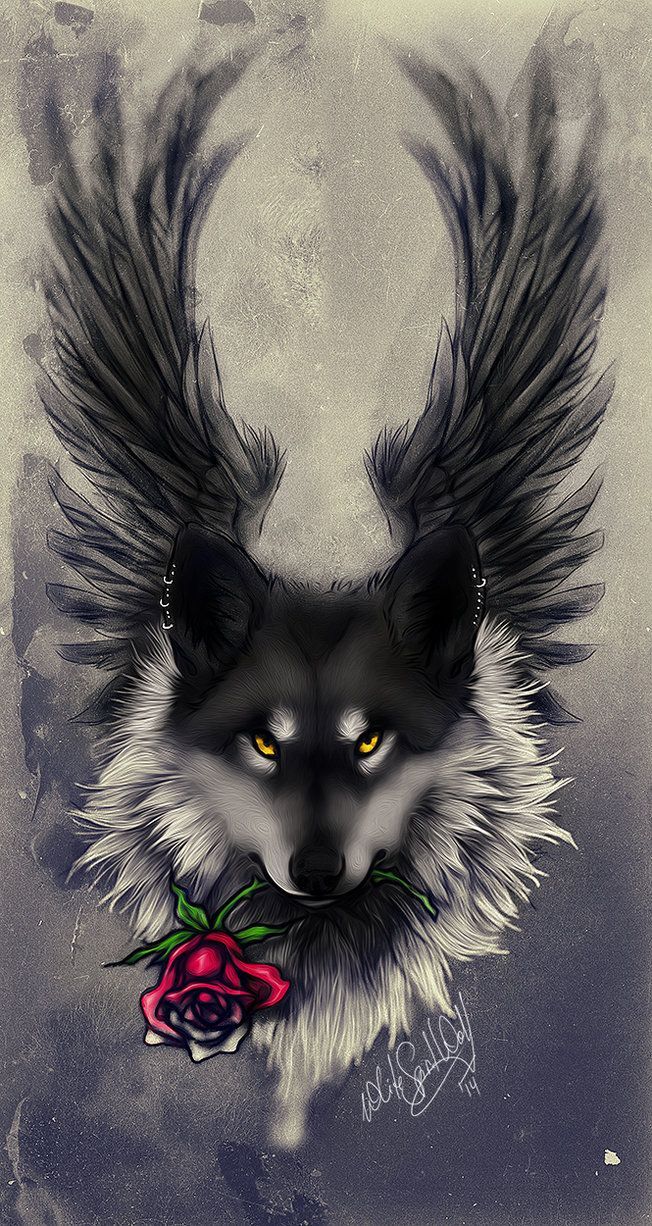 Seras .: Fallen Angel :. by WhiteSpiritWolf. Wolf wallpaper, Wolf