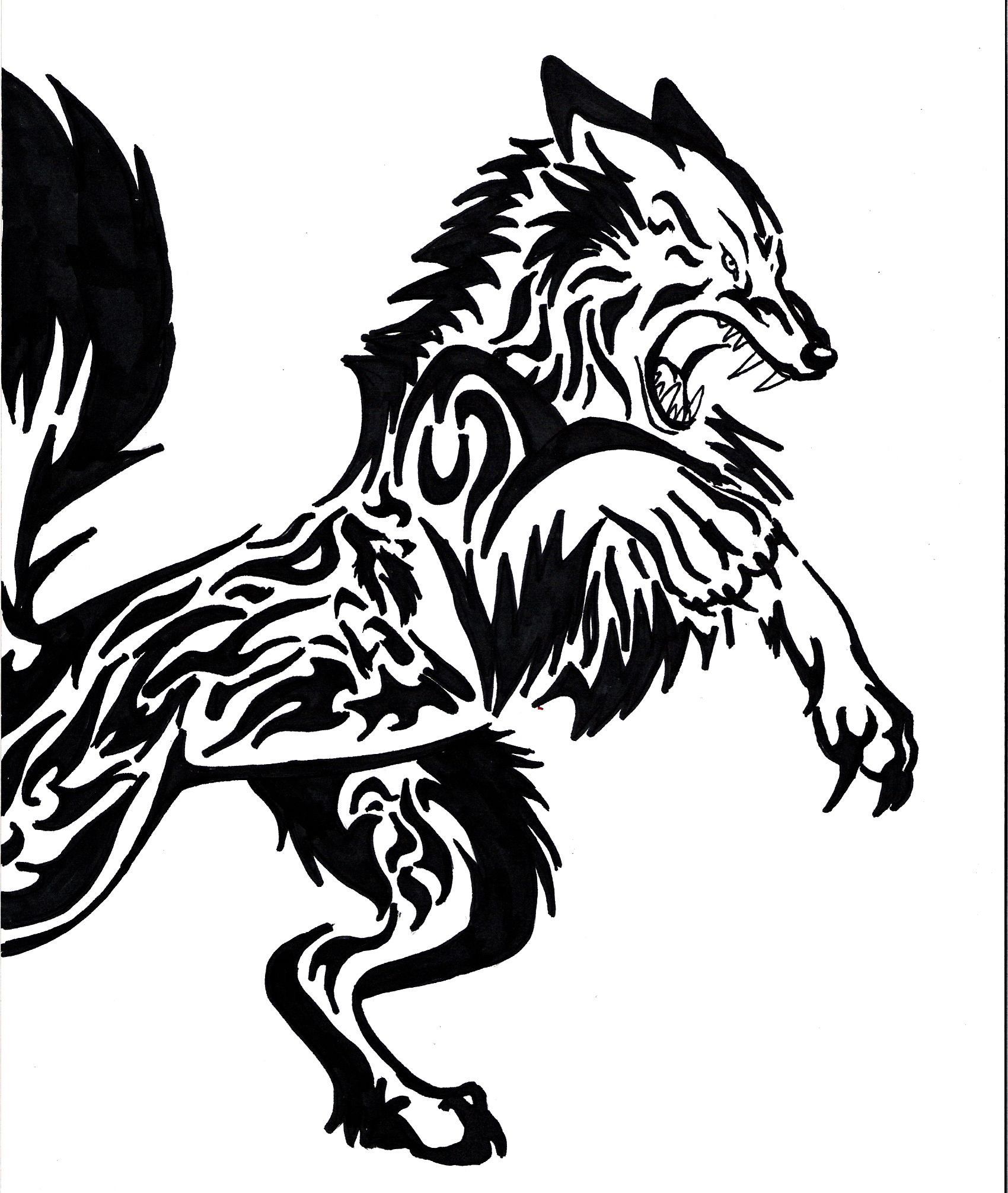 Tribal Wolf Tattoo Wallpaper