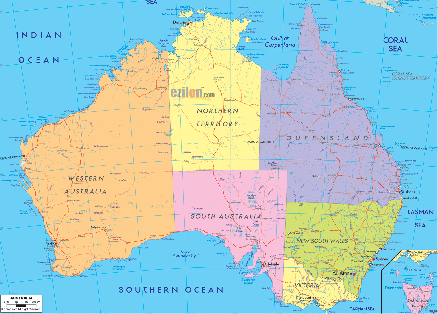 Detailed Political Map of Australia
