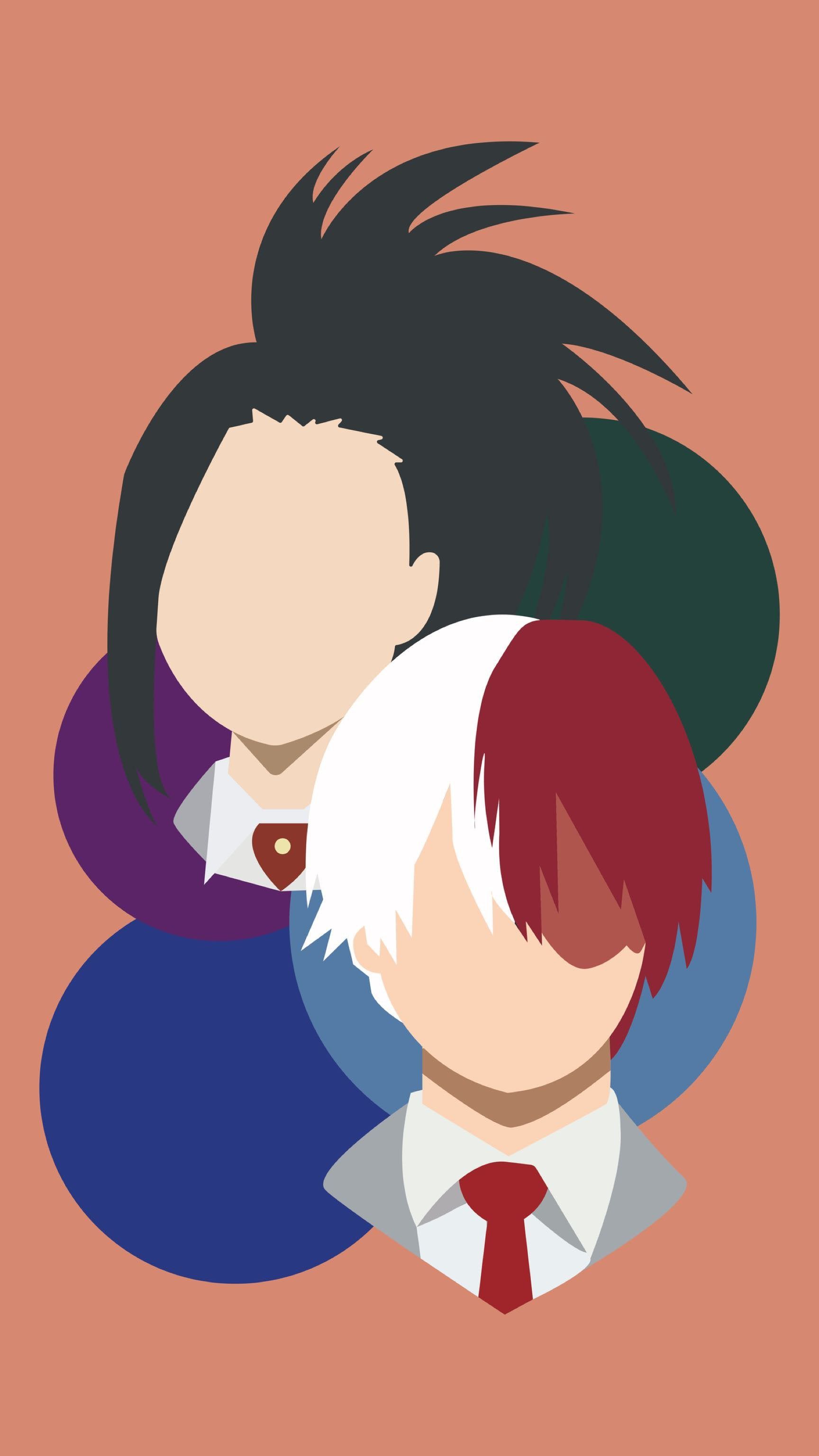 Made a Minimalist Phone Wallpaper of Momo and Todoroki!