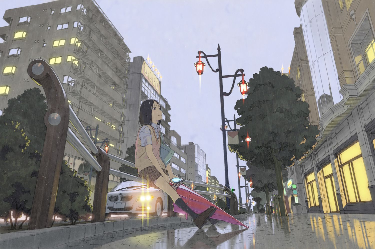 car city original phone rain scenic shiwasu takashi skirt umbrella