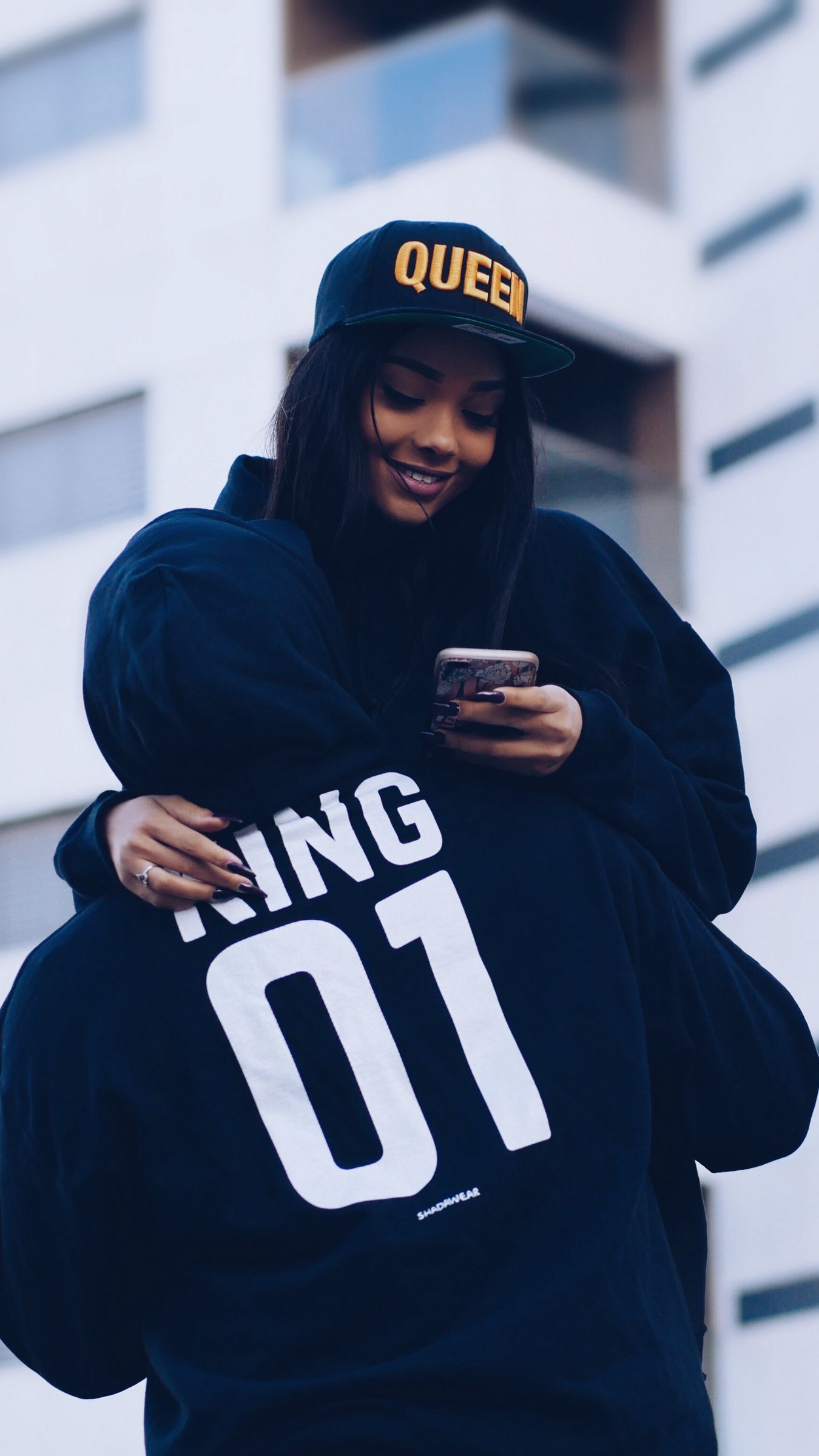 Download wallpaper 1350x2400 couple, love, hugs, happiness, king