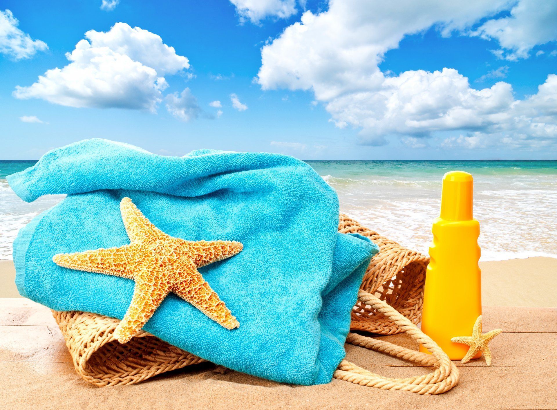 summer vacation beach accessories starfish towel bag sea sun