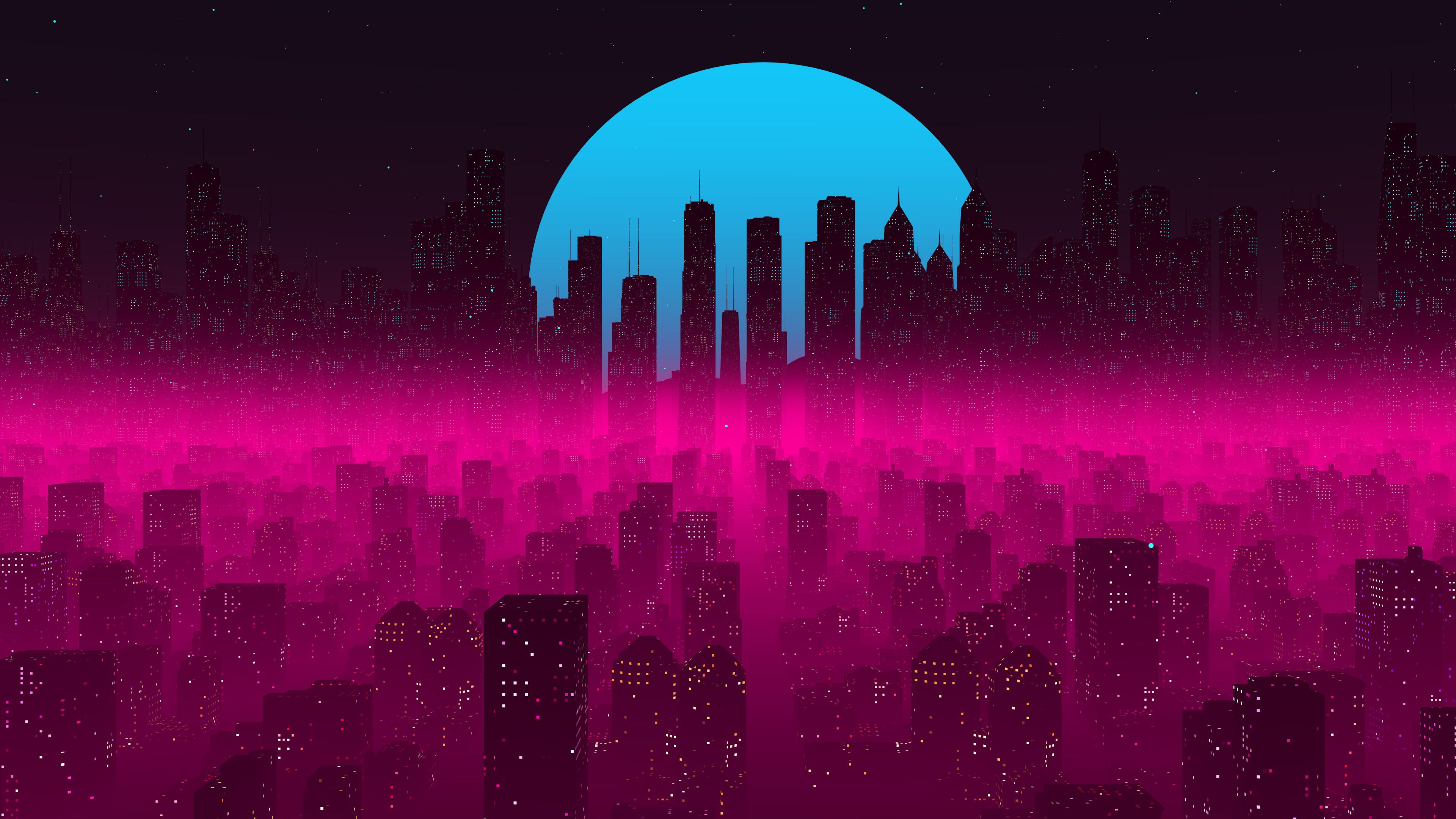 Vapor Synthwave Retro City 4k 1440P Resolution HD 4k Wallpaper, Image, Background, Photo and Picture