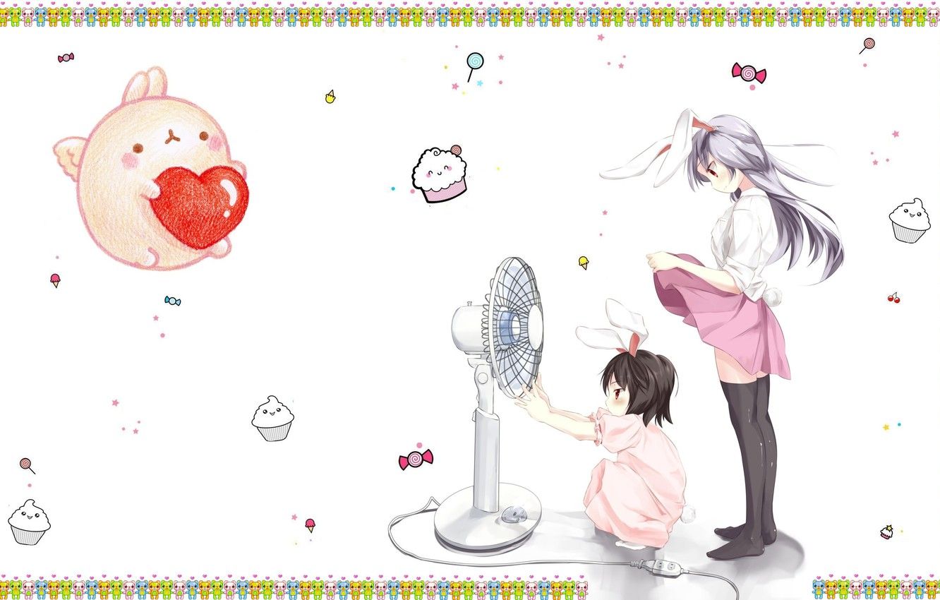 Wallpaper summer, the wind, heat, anime, fan, art, girl, Lollipop