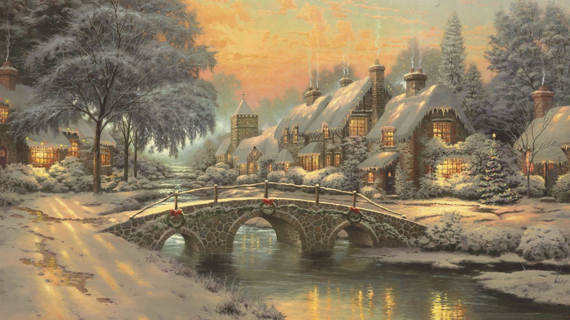 classic christmas painting HD wallpaper free download classic