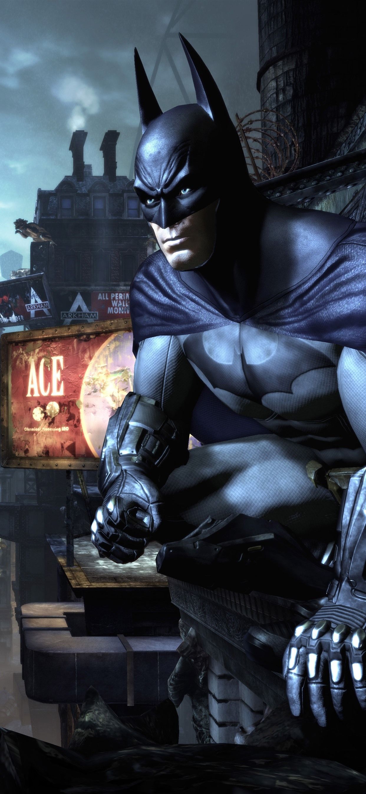 Batman, city, night, PC game 1242x2688 iPhone 11 Pro/XS Max