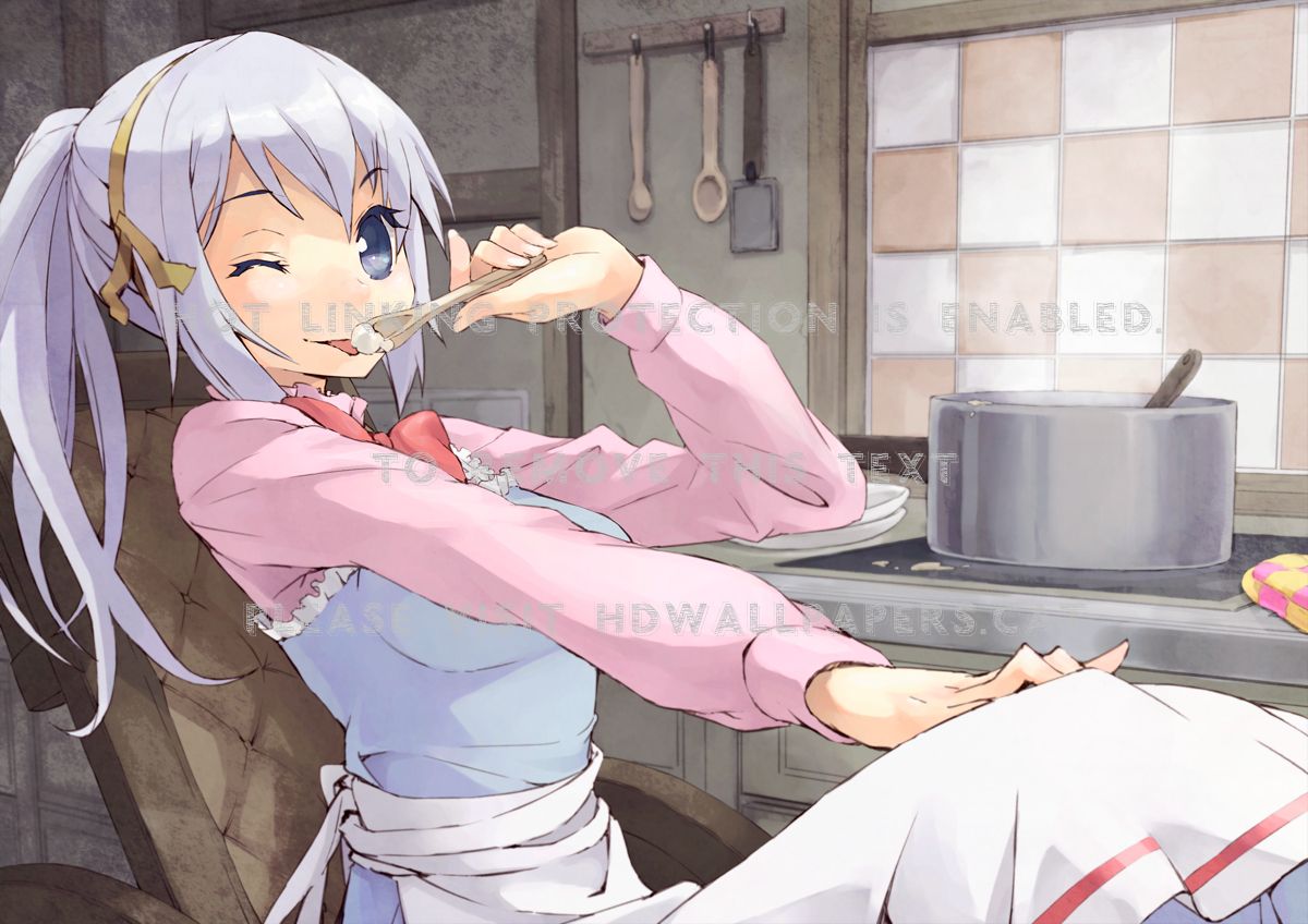 i love cooking ) wooden spoon girl blue pot