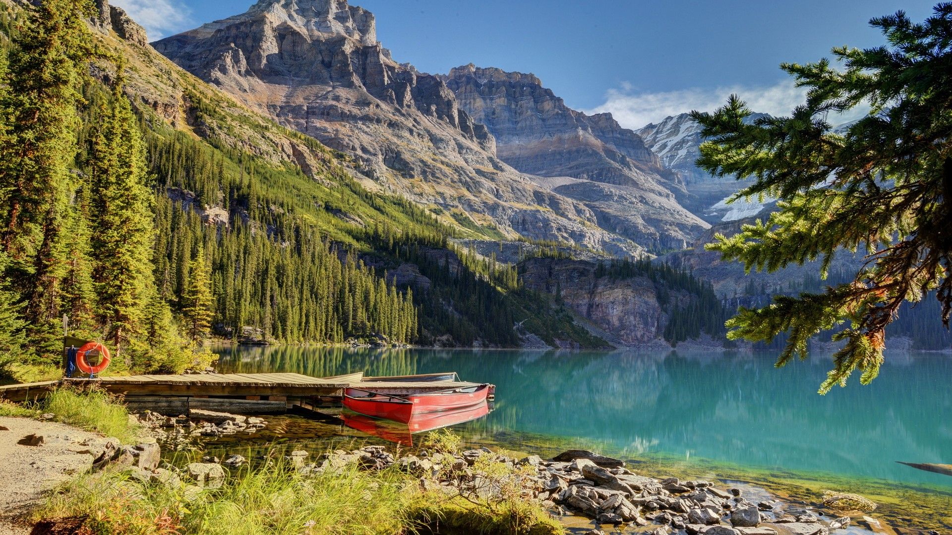 #lake, #mountains, #trees, #landscape, #boat, #water