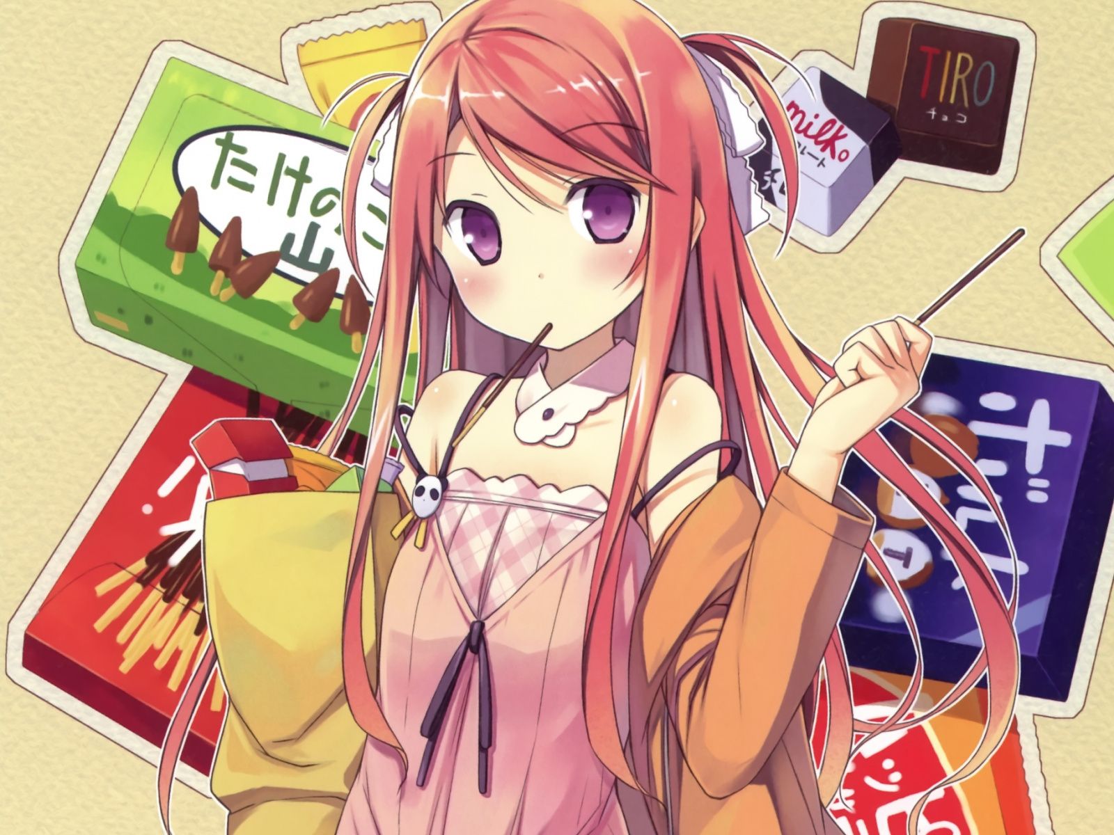Desktop Wallpaper Cute, Red Head Anime Girl, Shopping, Original