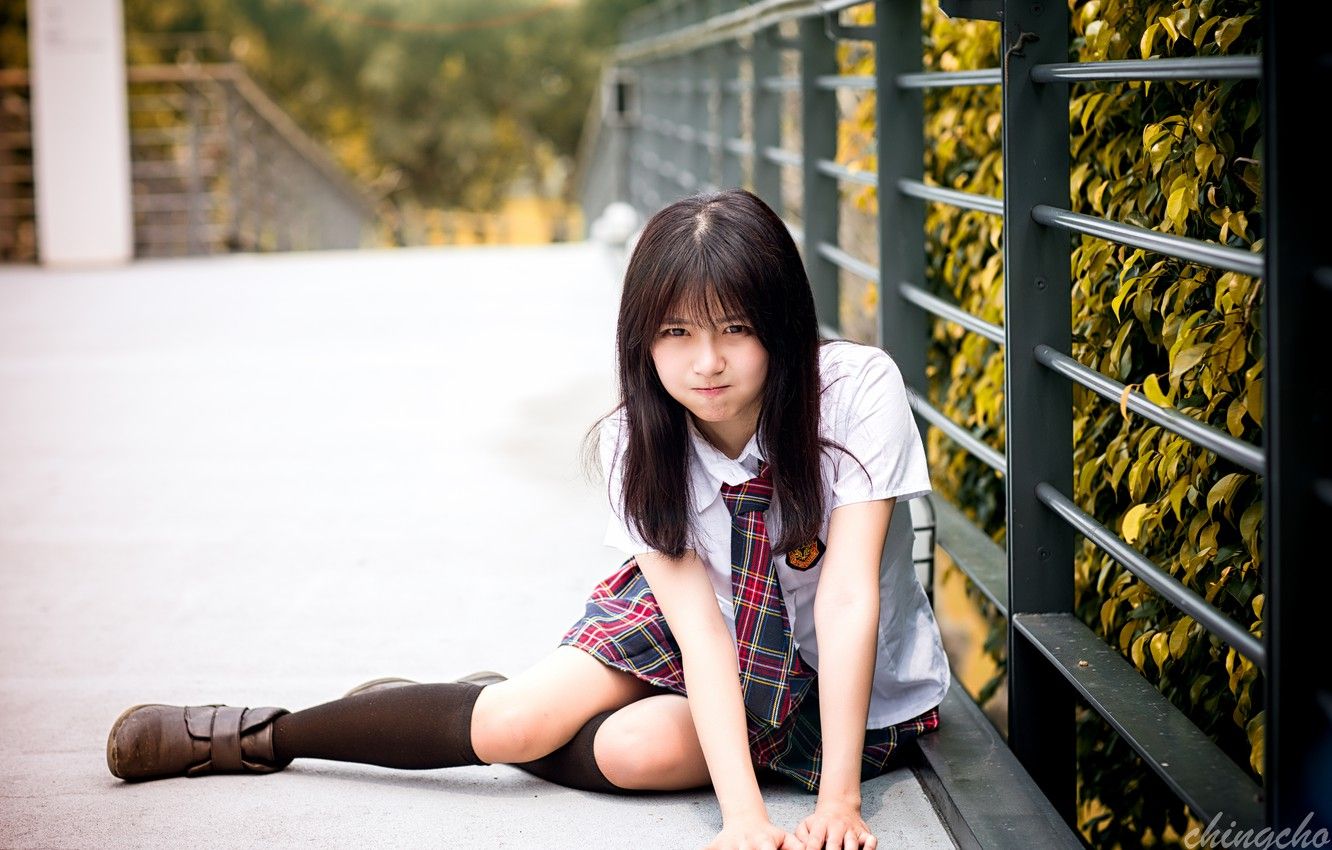 Wallpaper girl, Japanese, school uniform image for desktop, section девушки