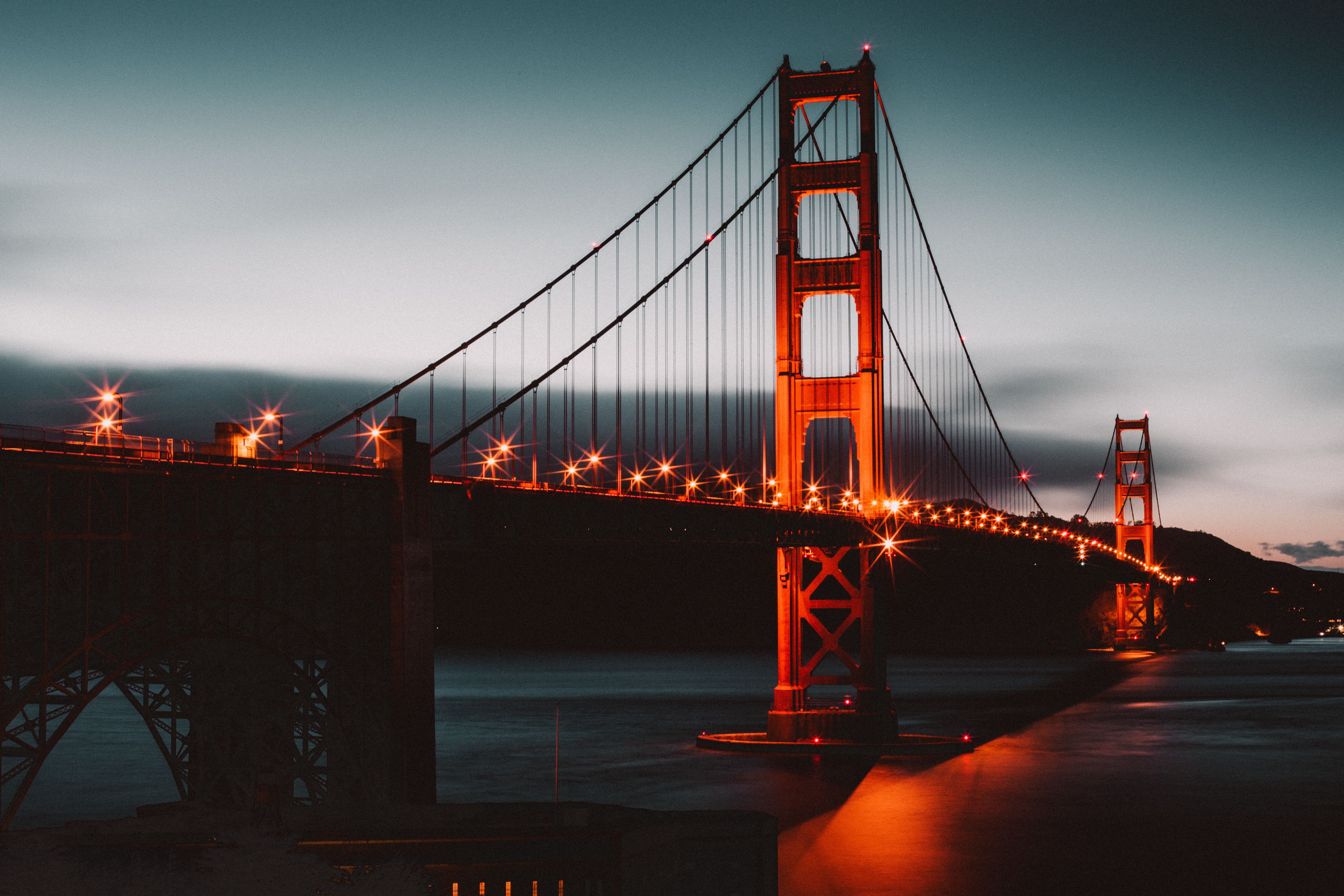 Vintage Golden Gate Bridge at Night Free