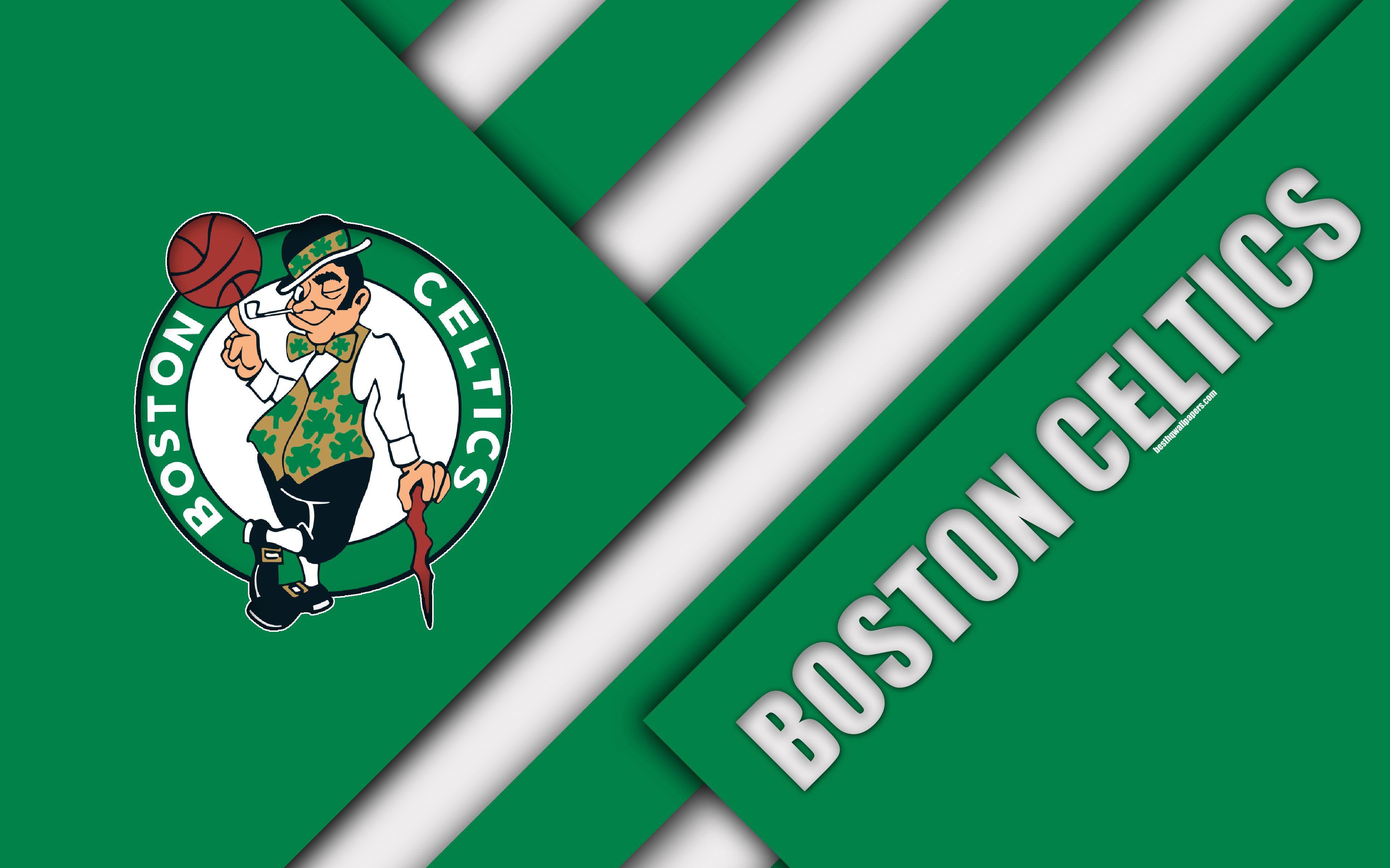 Download wallpaper Boston Celtics, 4k, logo, material design