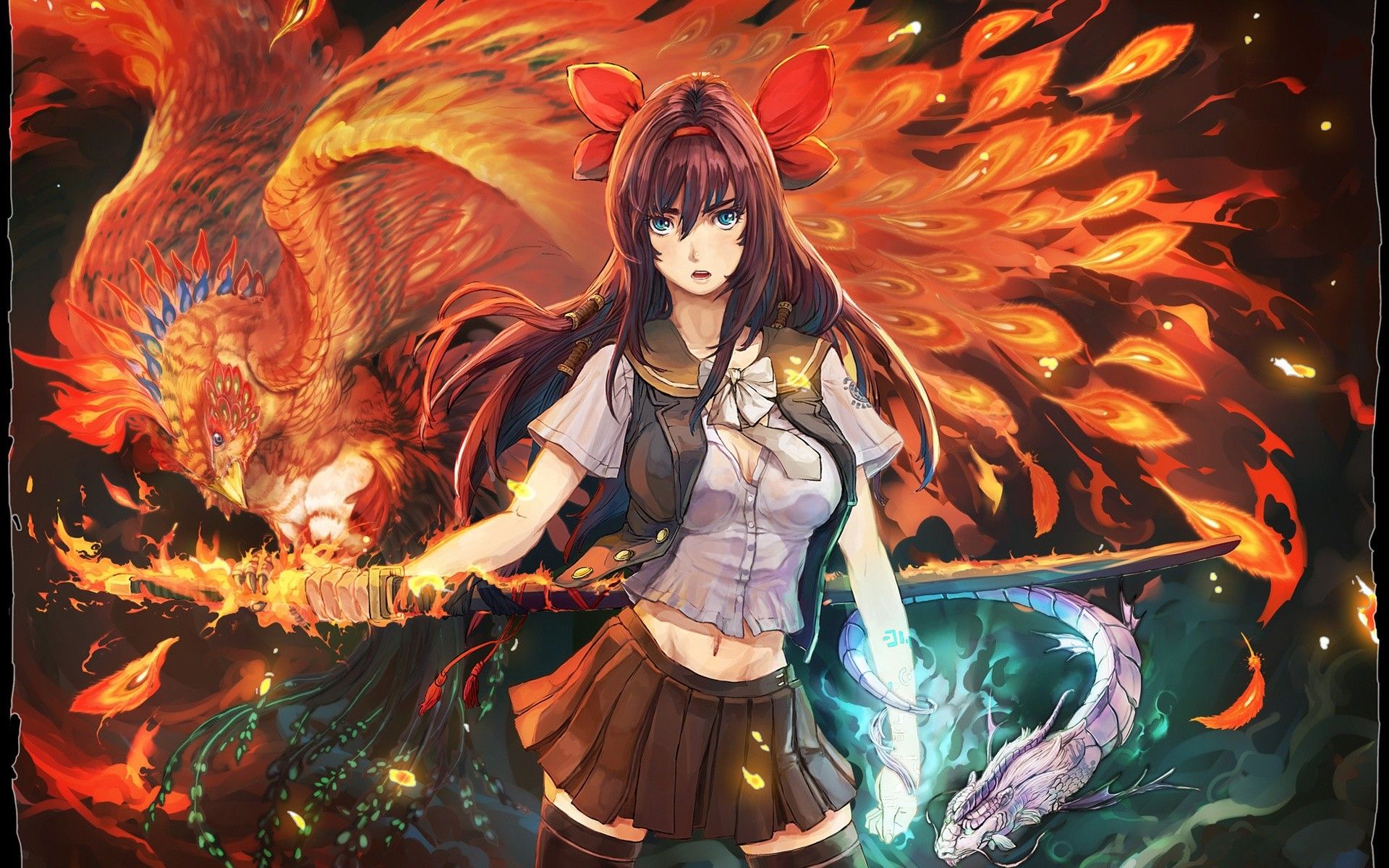 anime girl fire mage