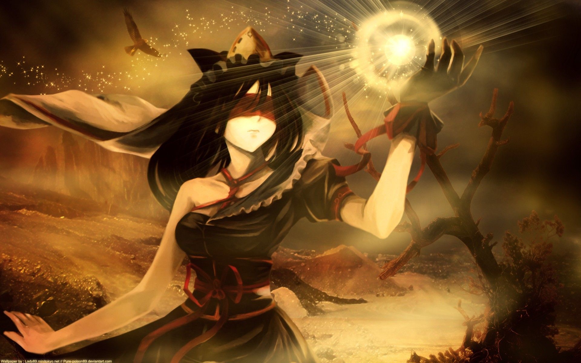 Girl with a ball of fire wallpaper and image