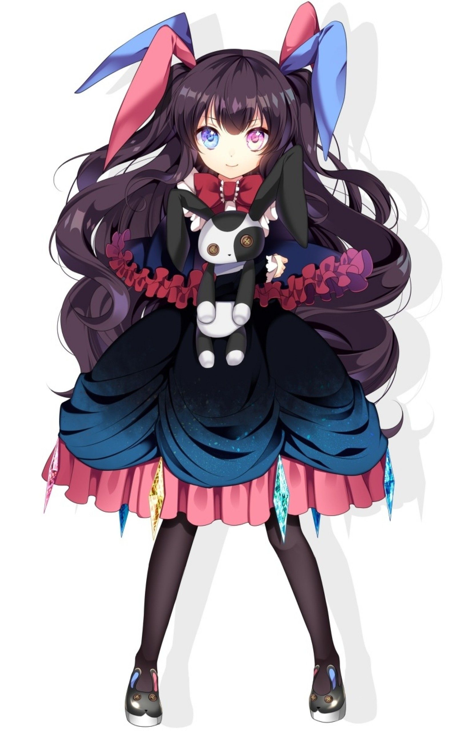 Download 1600x2560 Anime Girl, Gothic, Bunny Ears, Cute, Brown