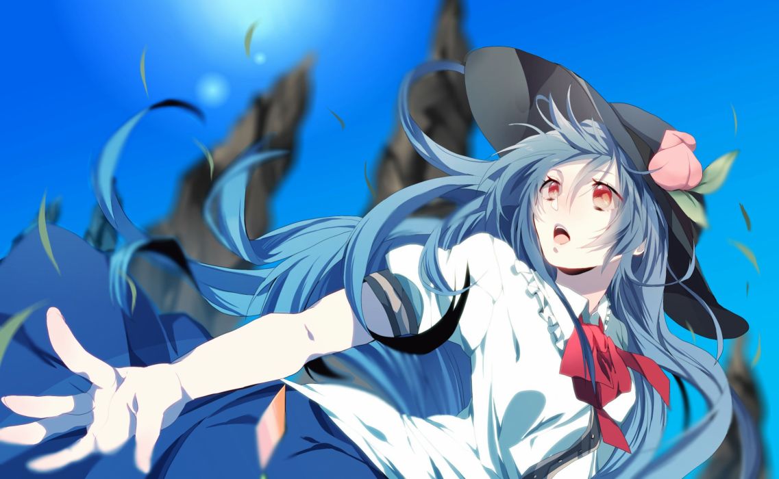 Anime series girl blue hair long school uniform wallpaperx1688